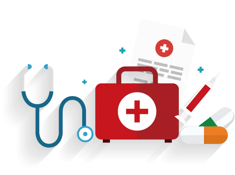 Medical Kit with Stethoscope and Syringe