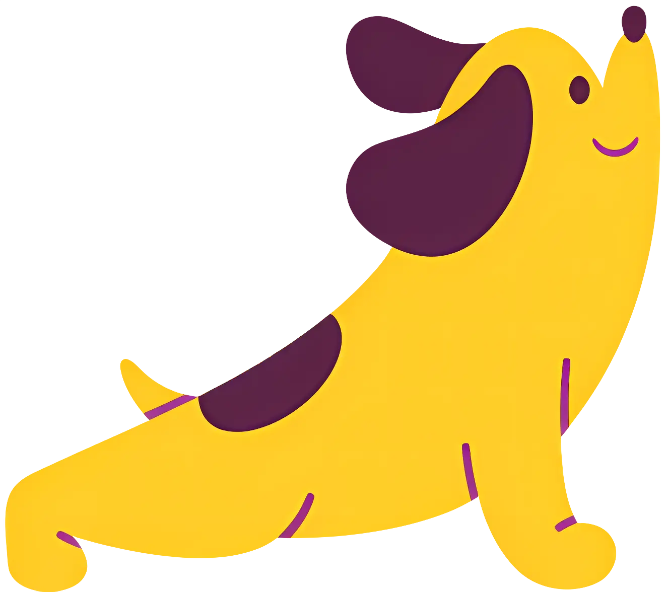 Playful Cartoon Dog Stretching Happily