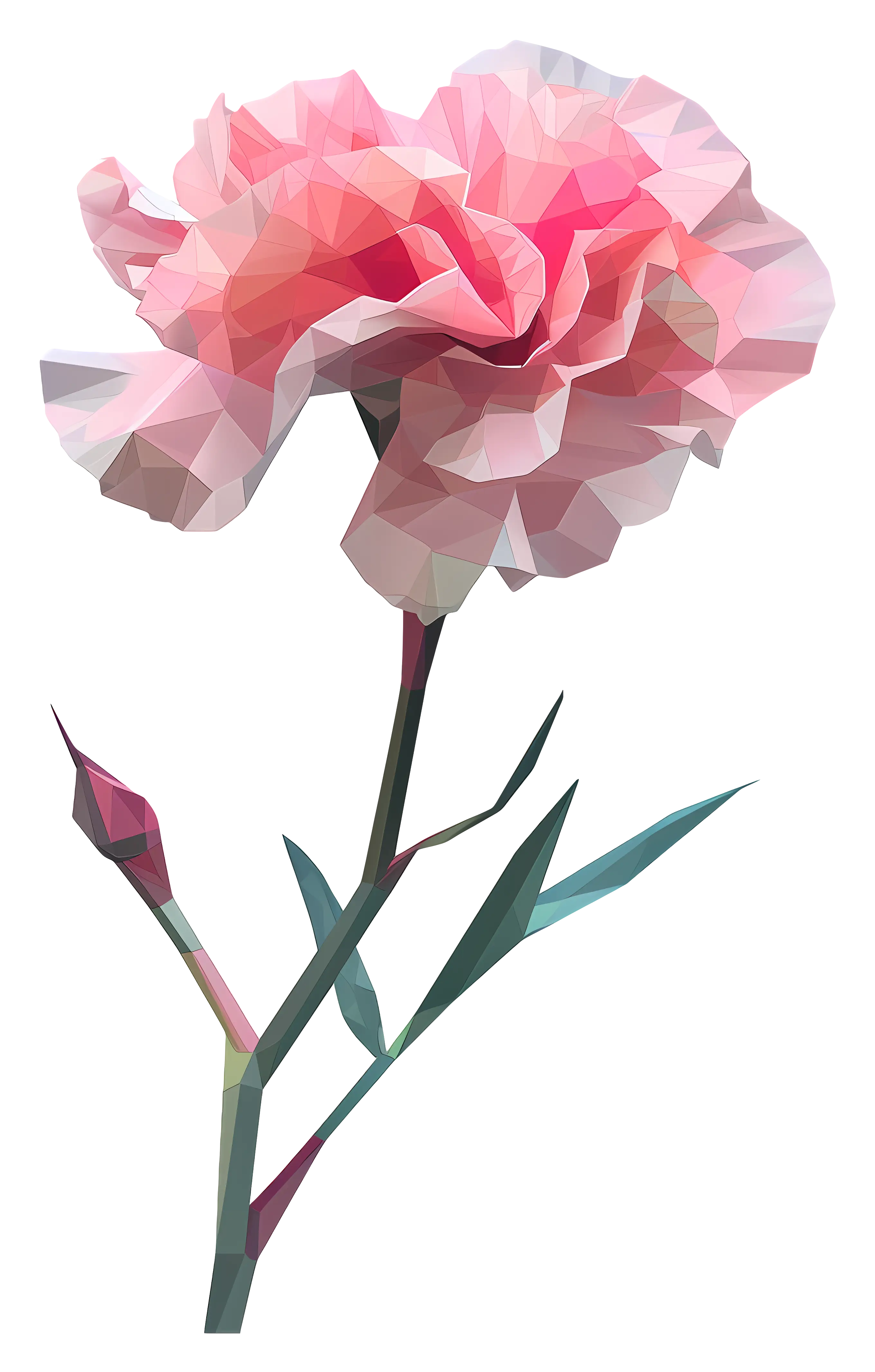 Pink Carnation in Polygon Art
