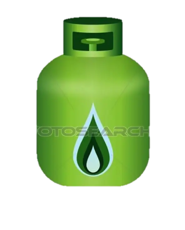 Green Gas Cylinder with Flame Symbol