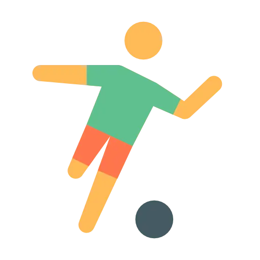 Simplified Icon of Soccer Player Kicking Ball