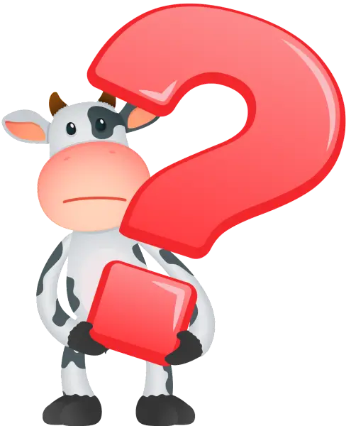 Cartoon Cow Holding Question Mark