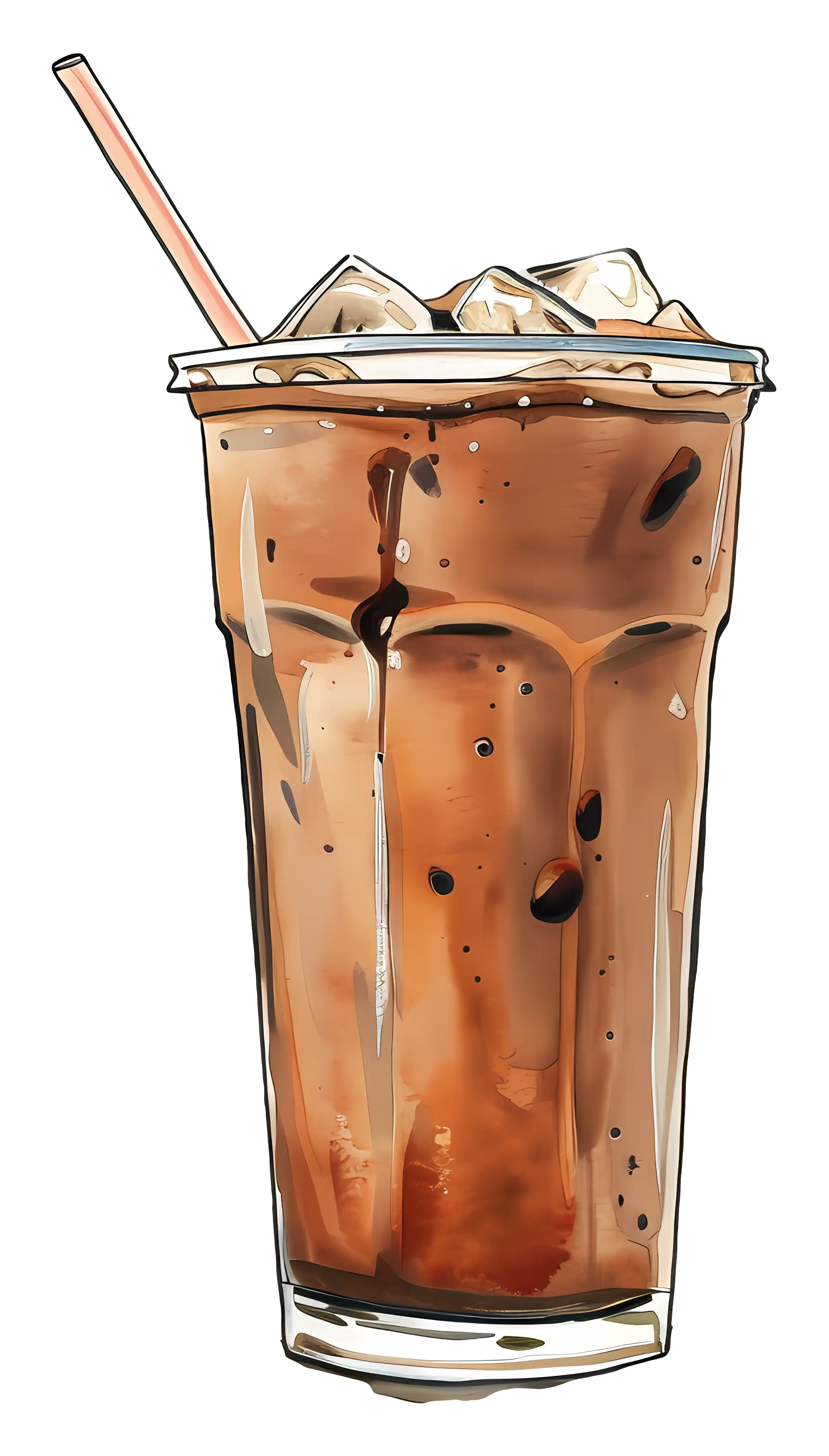 Iced Coffee in a Glass with a Straw