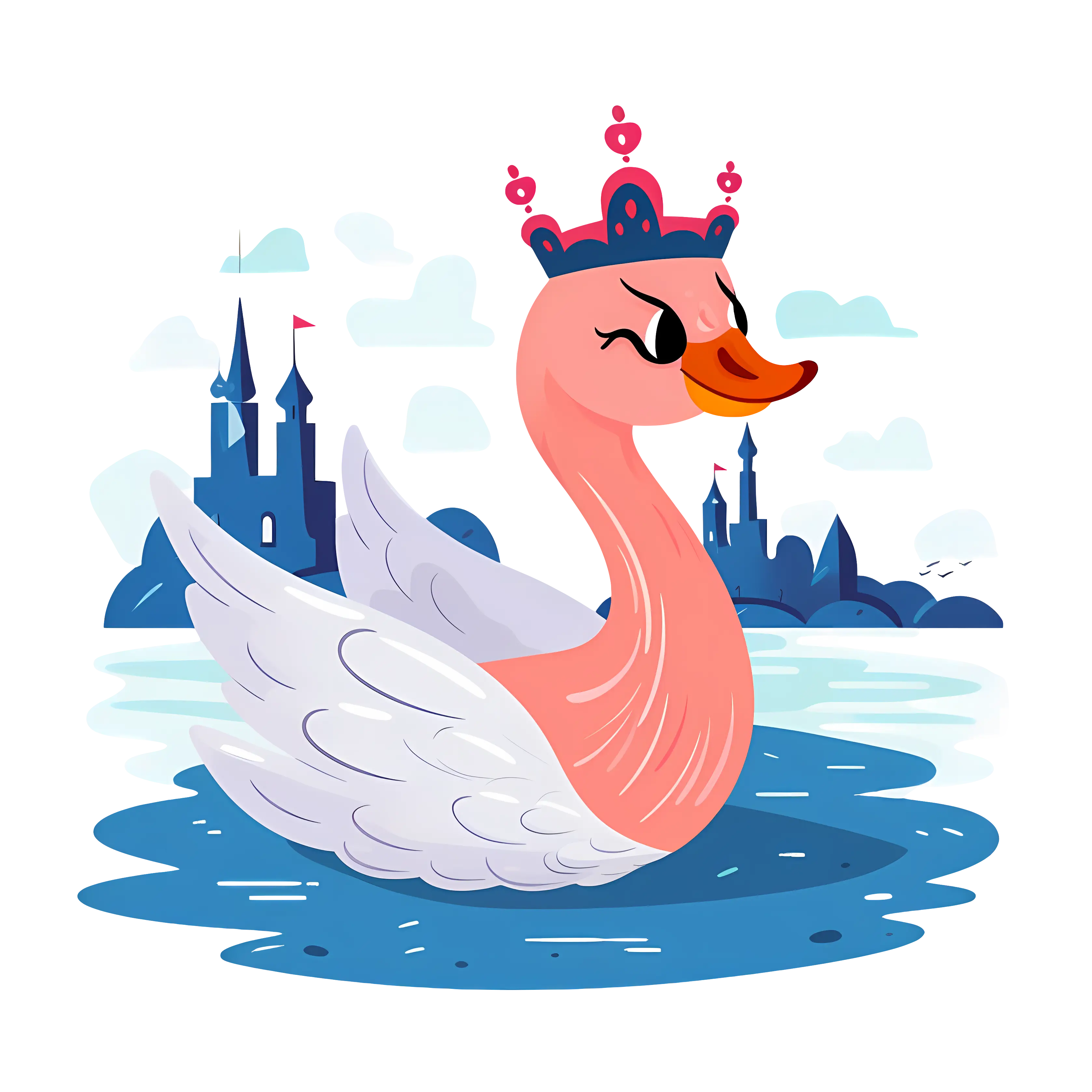 Swan Princess Illustration with a Crown