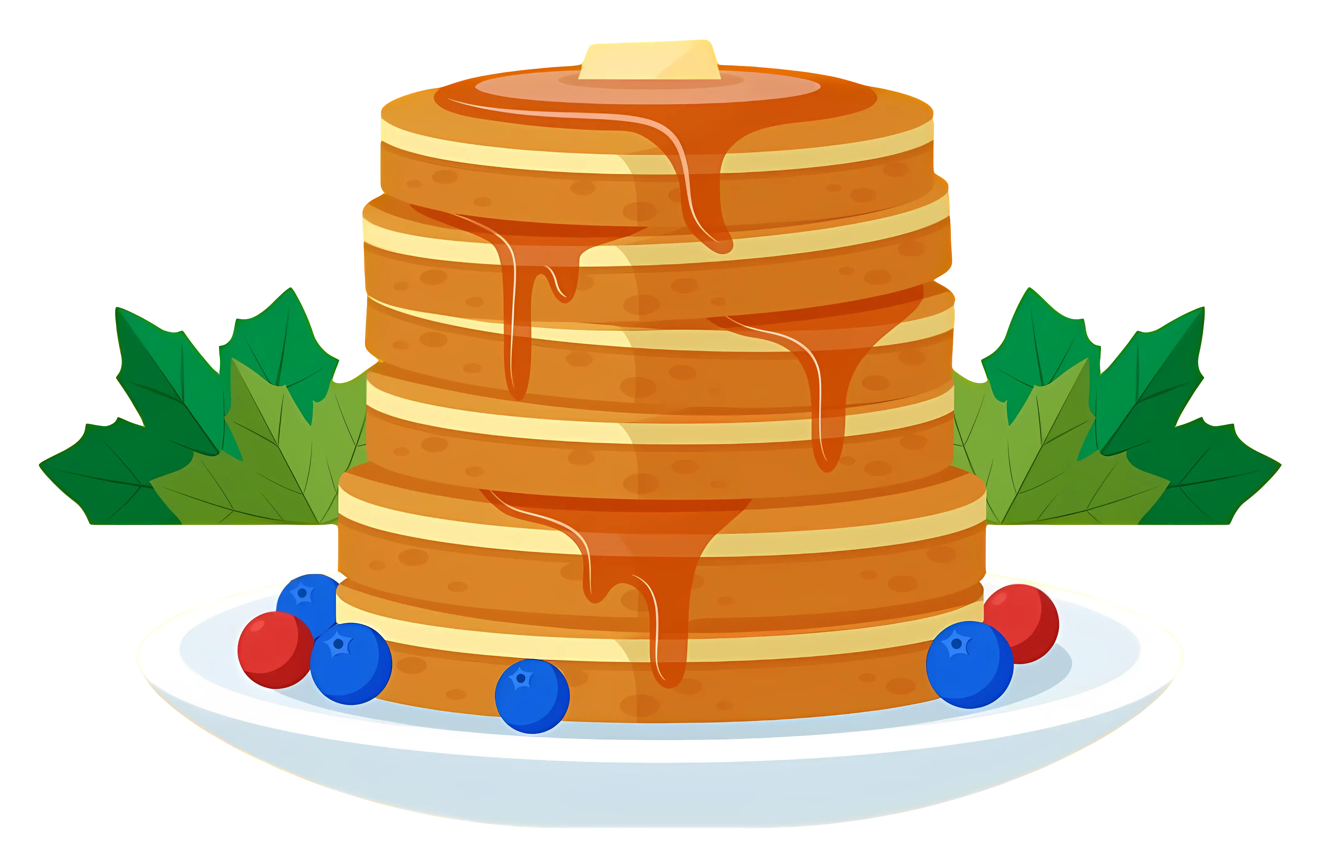 Pancakes with Syrup and Berries