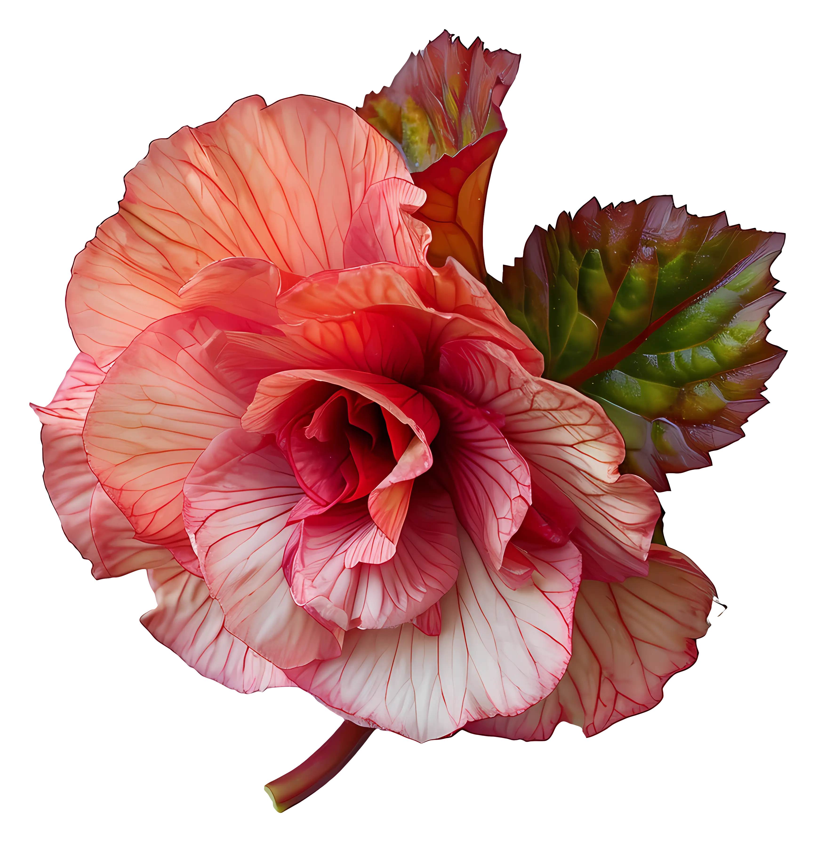 Pink and White Flower with Green Leaves