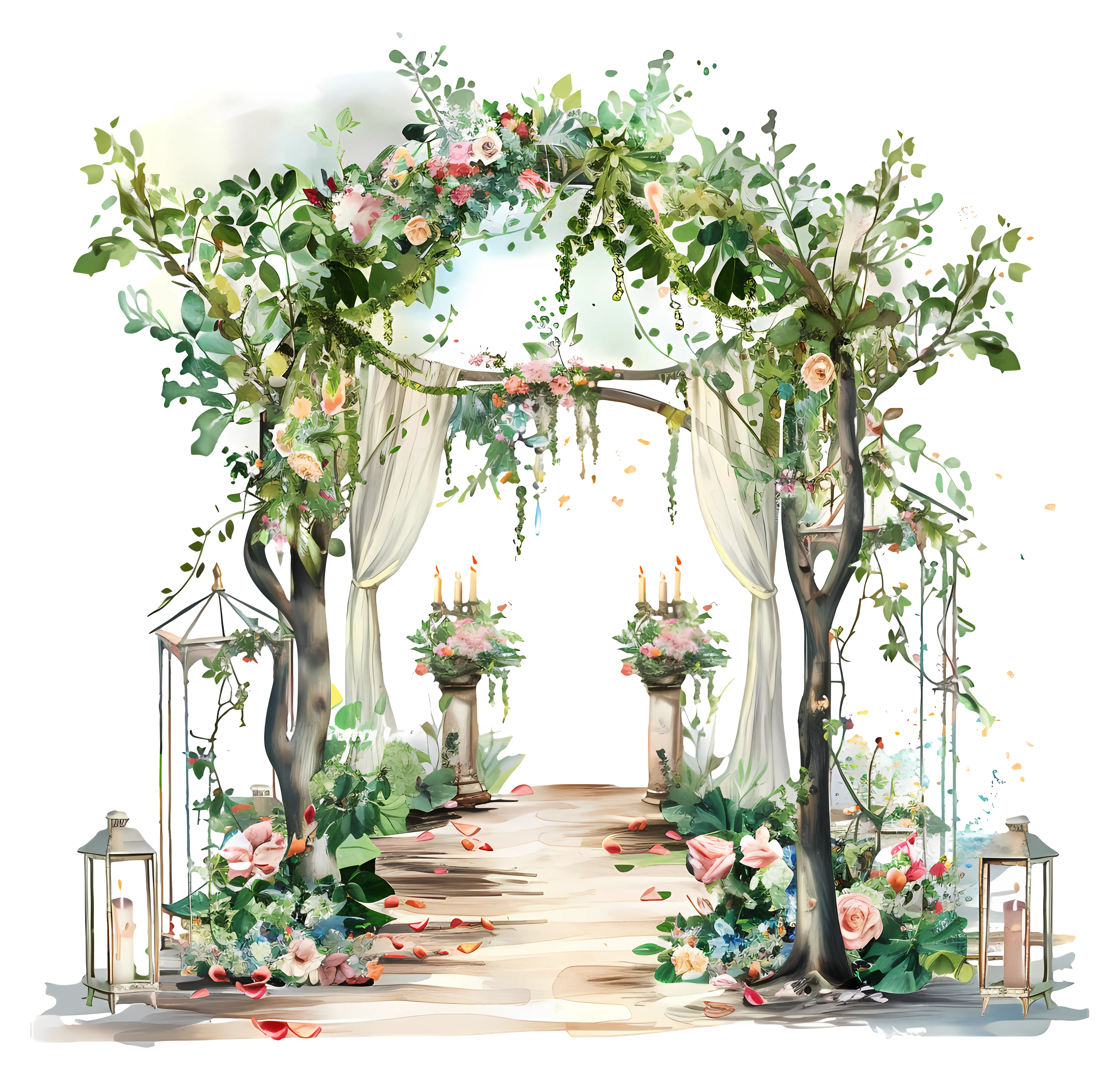 Floral Wedding Arch with Romantic Details