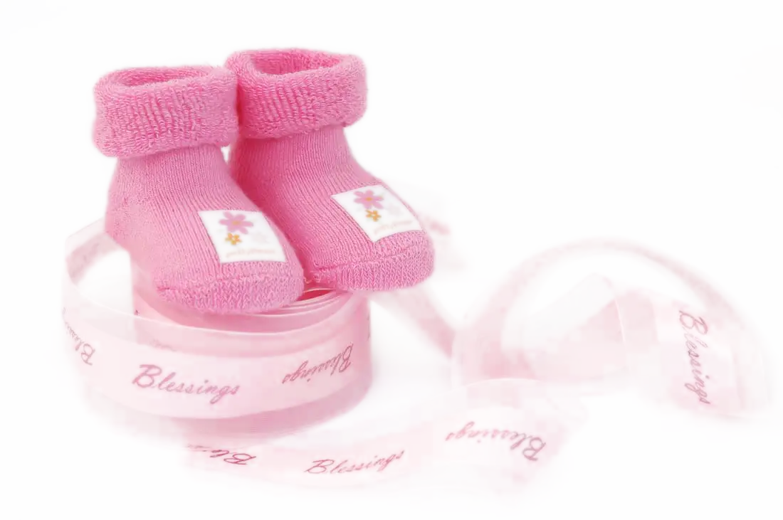 Pink Baby Socks on a Ribbon