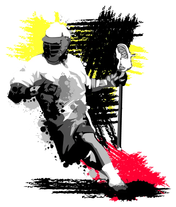 Lacrosse Player in Action with Vibrant Background