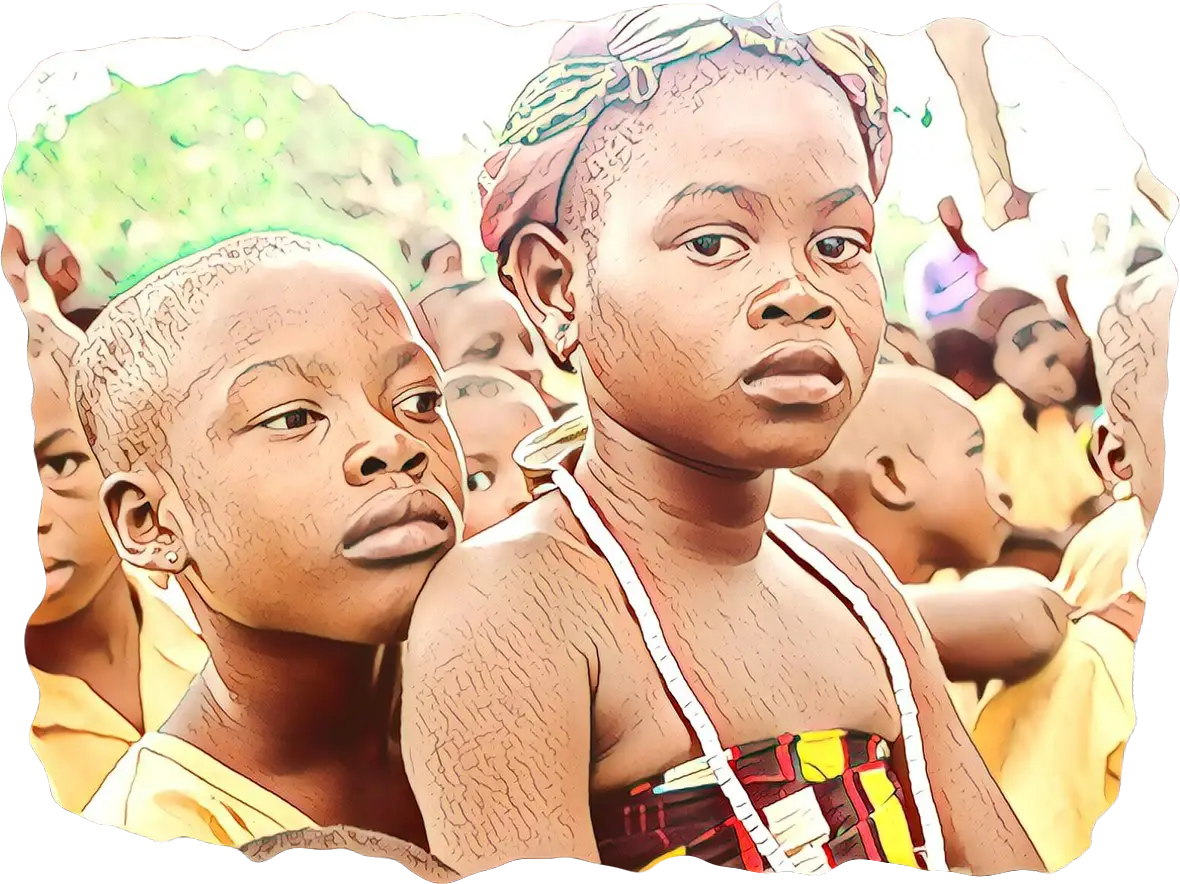 Illustration of Two Children in a Group