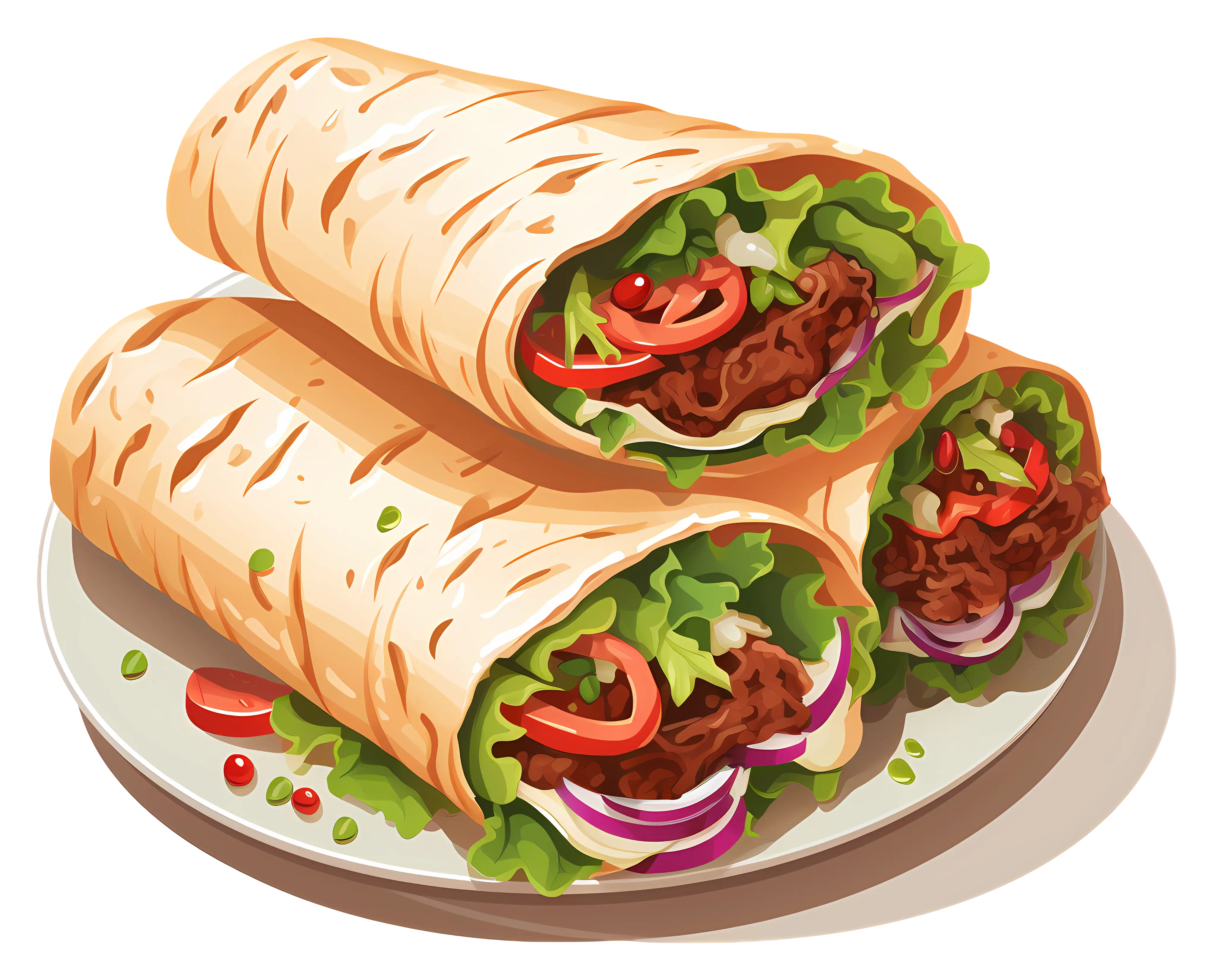 Delicious Wraps with Vegetables and Meat