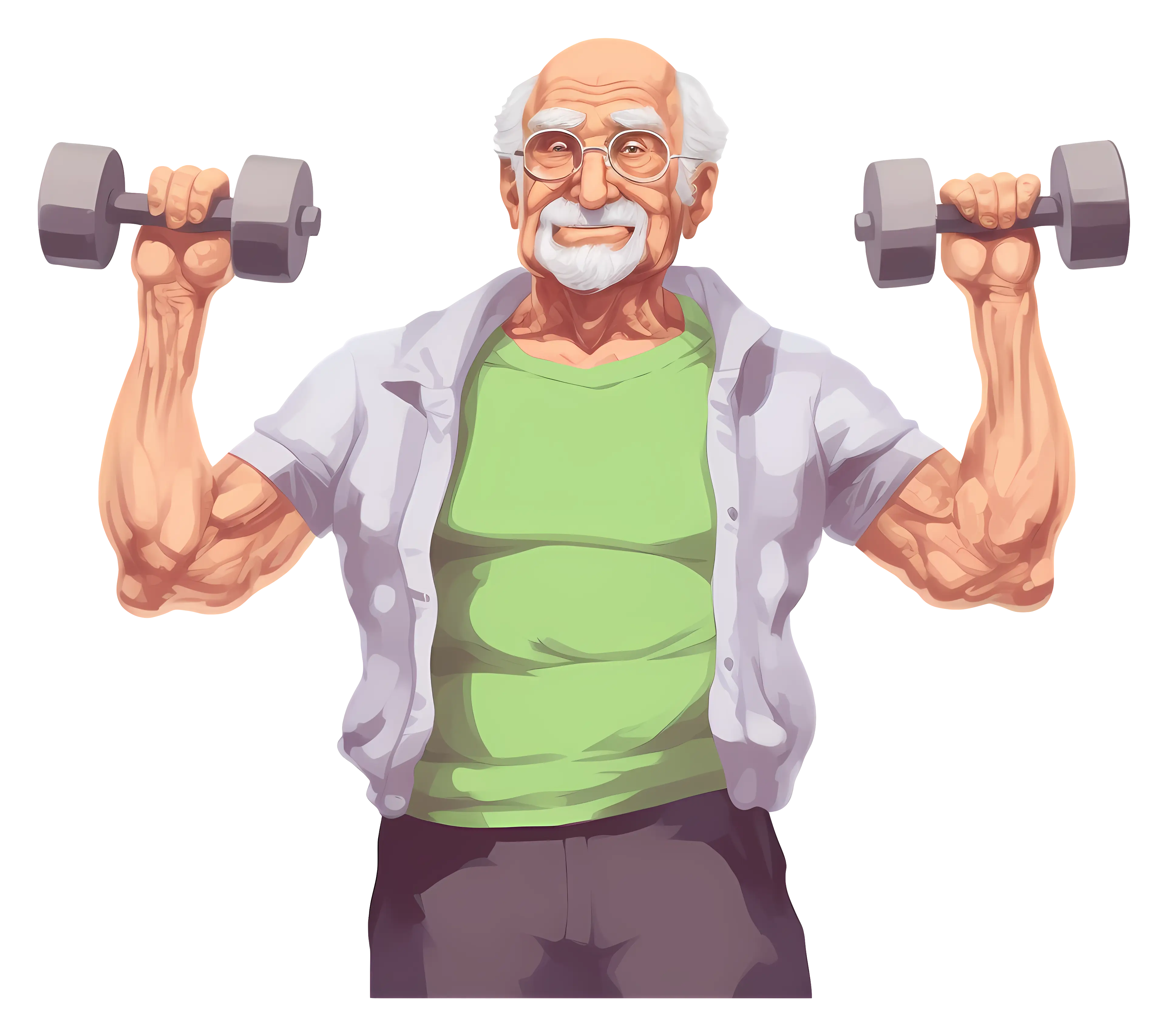 Elderly Man Lifting Dumbbells