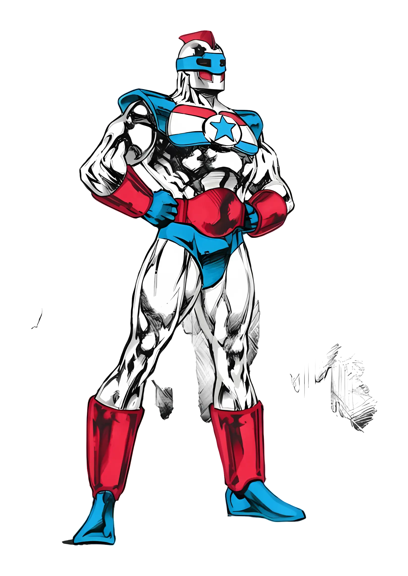 Powerful Superhero in Action Pose