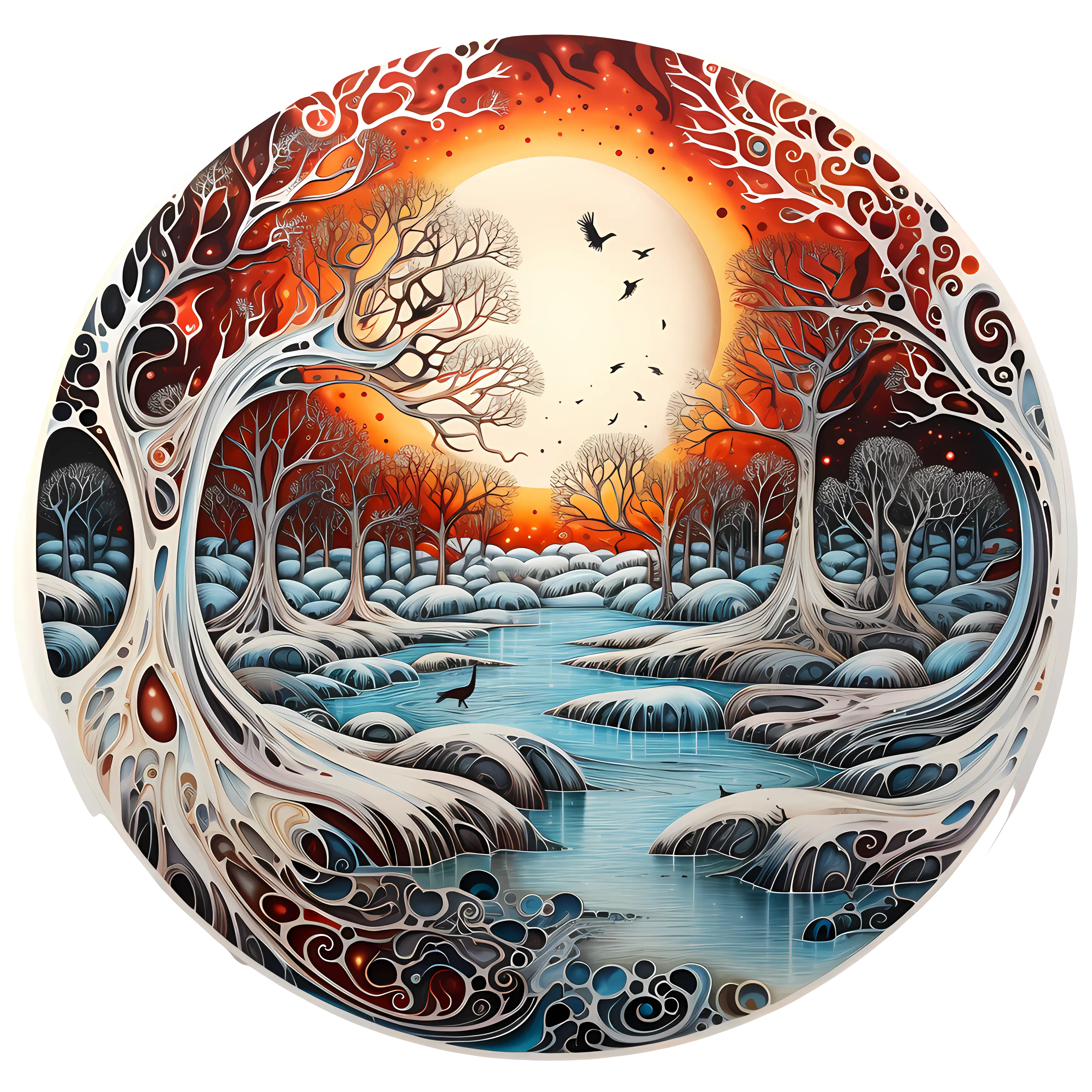 Circular Fantasy Landscape Art