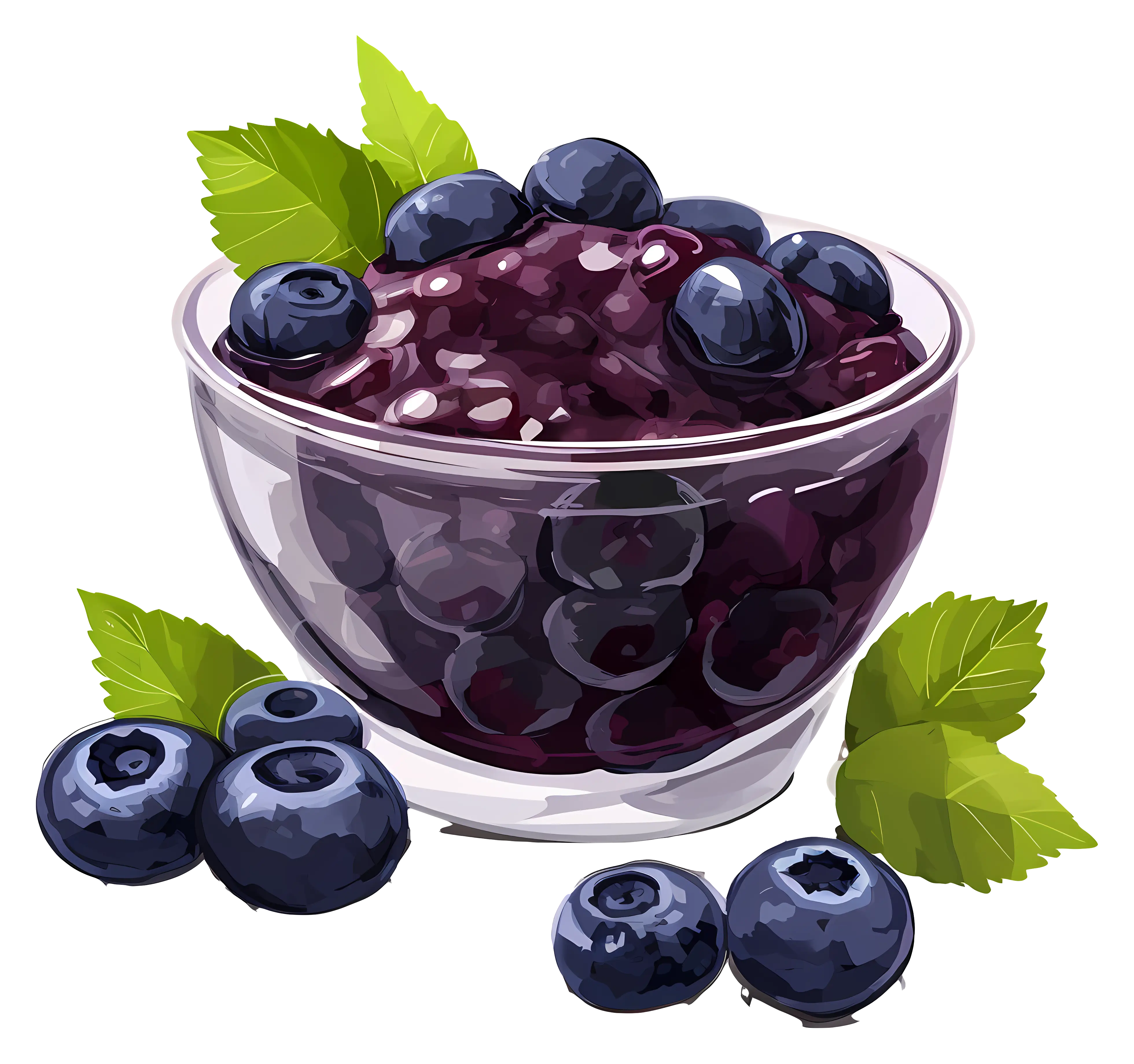 Glass Bowl with Blueberries Garnish