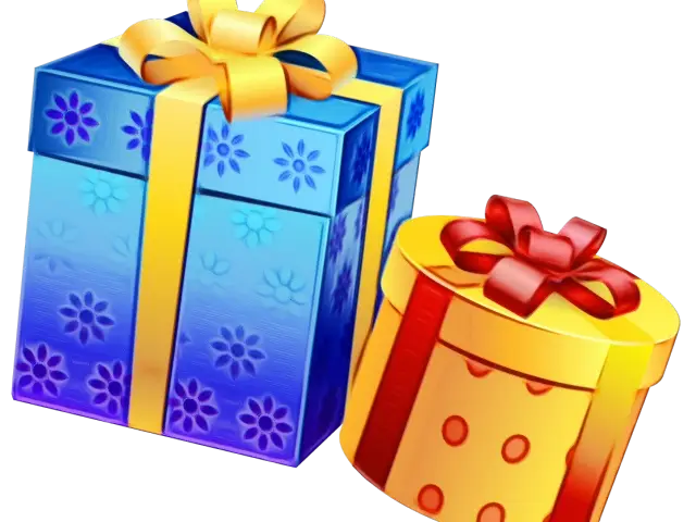 Blue and Yellow Gift Boxes with Ribbons