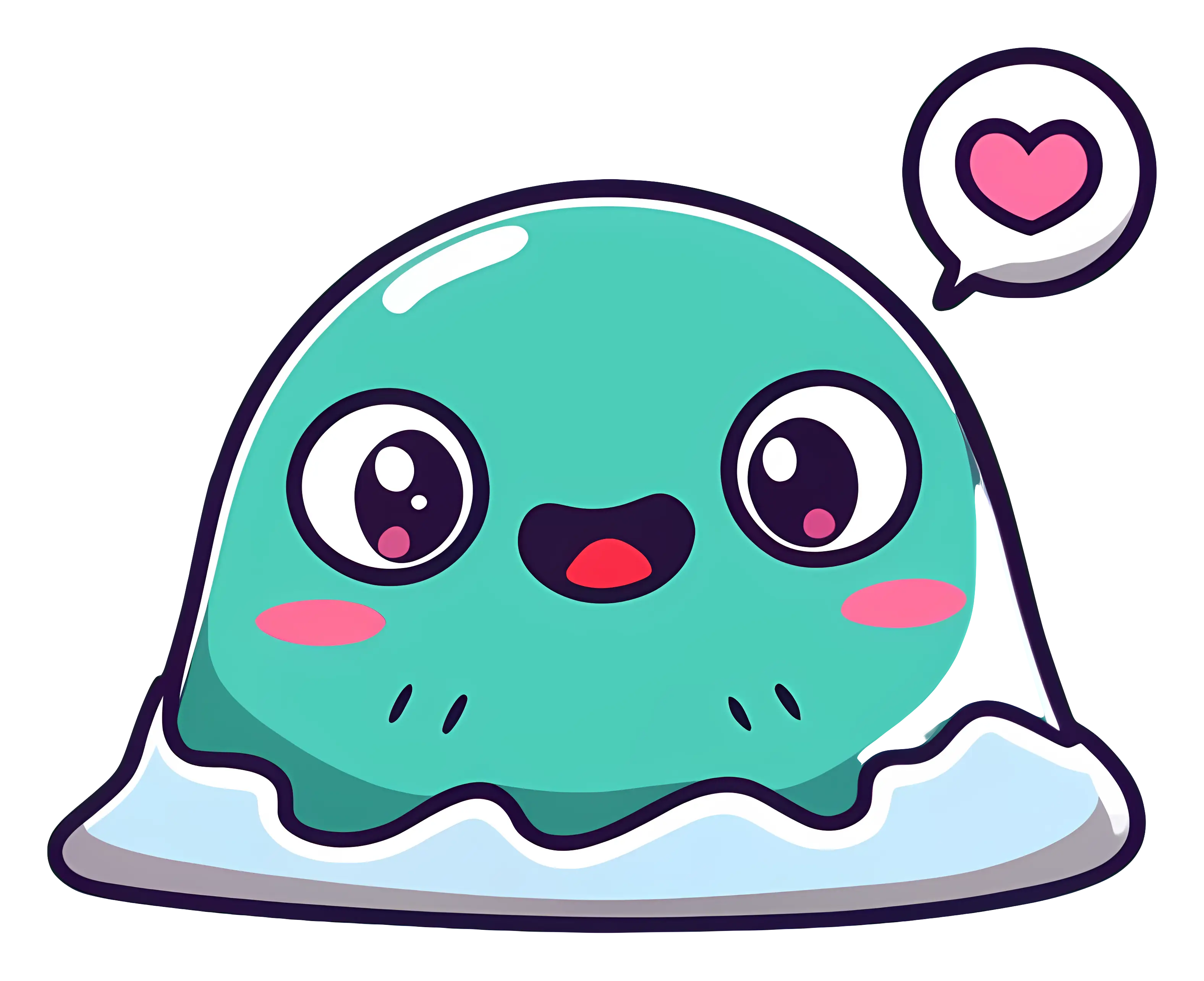 Cute Green Blob with Heart