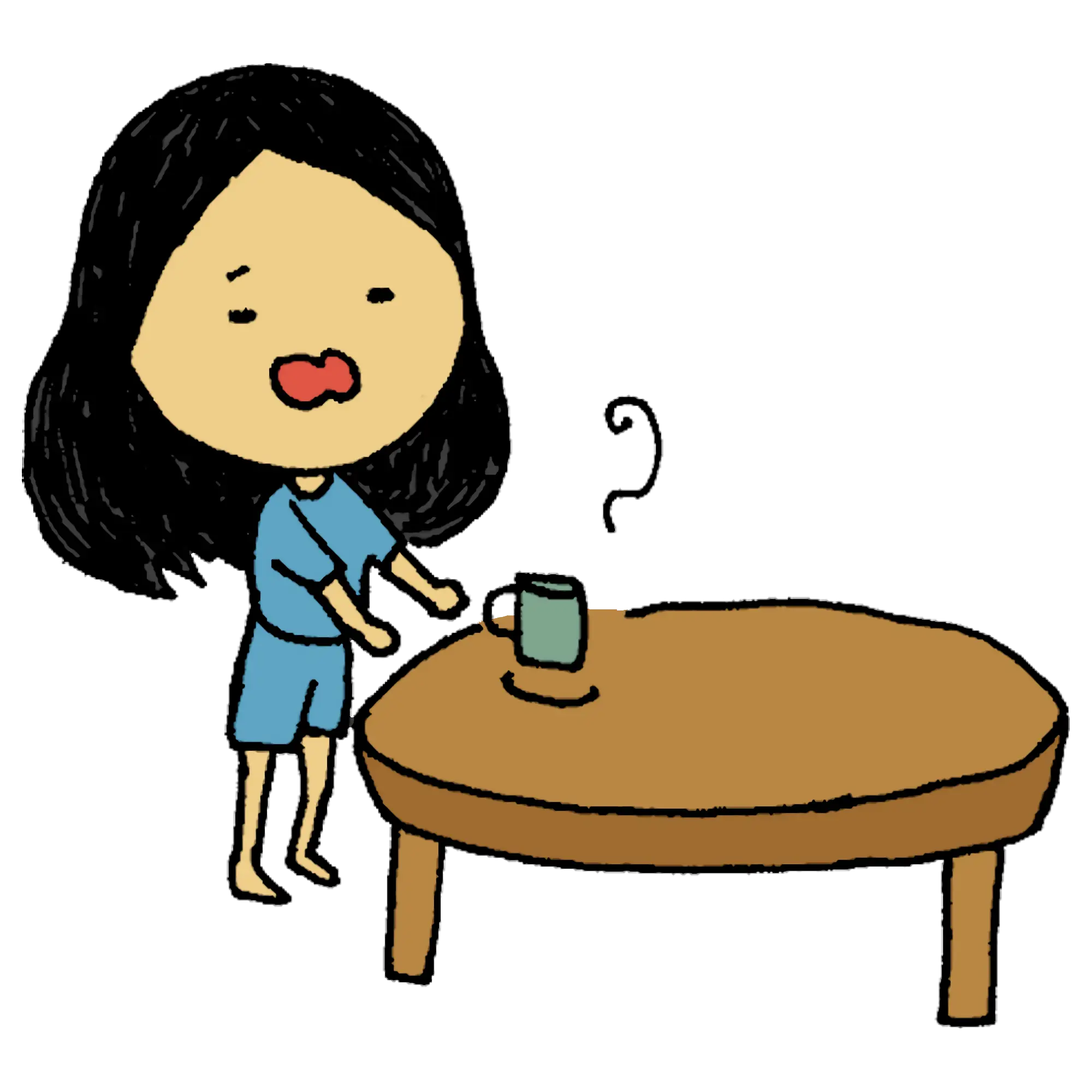 Girl with Cup Cartoon