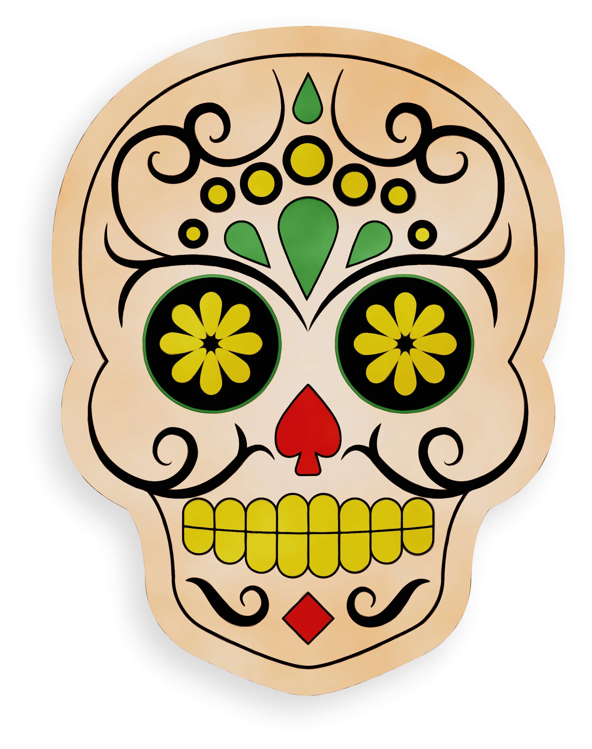 Beige Floral Sugar Skull for Day of the Dead