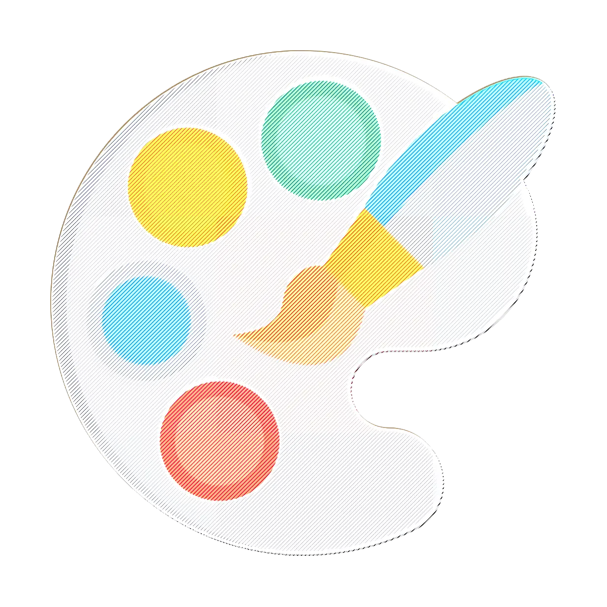 Colorful Paint Palette with Brush