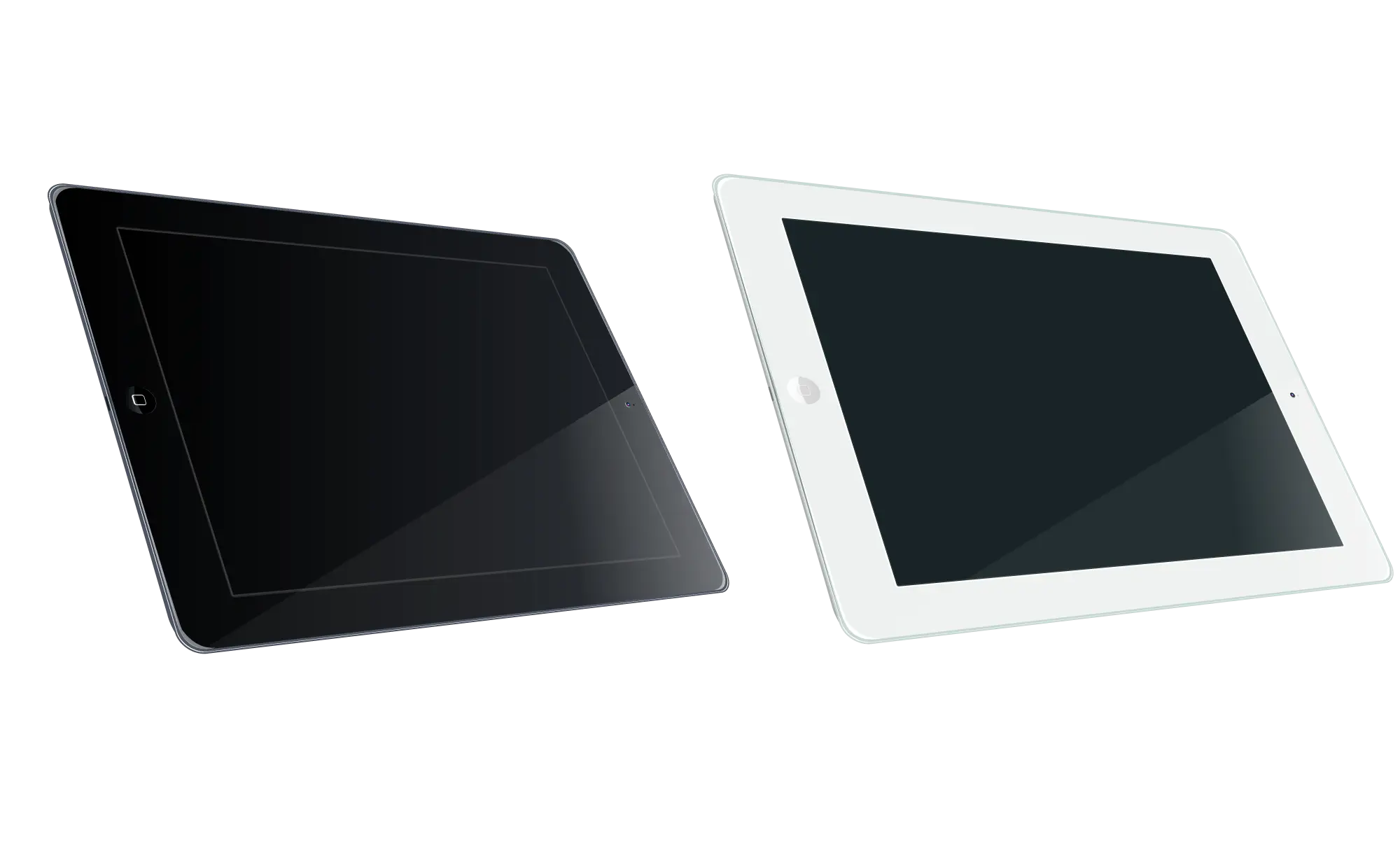 Black and White Tablets with Blank Screens
