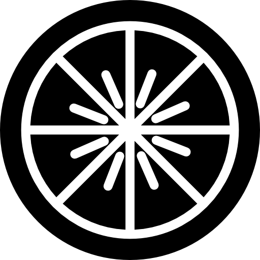 Black Citrus Slice Minimalist Icon