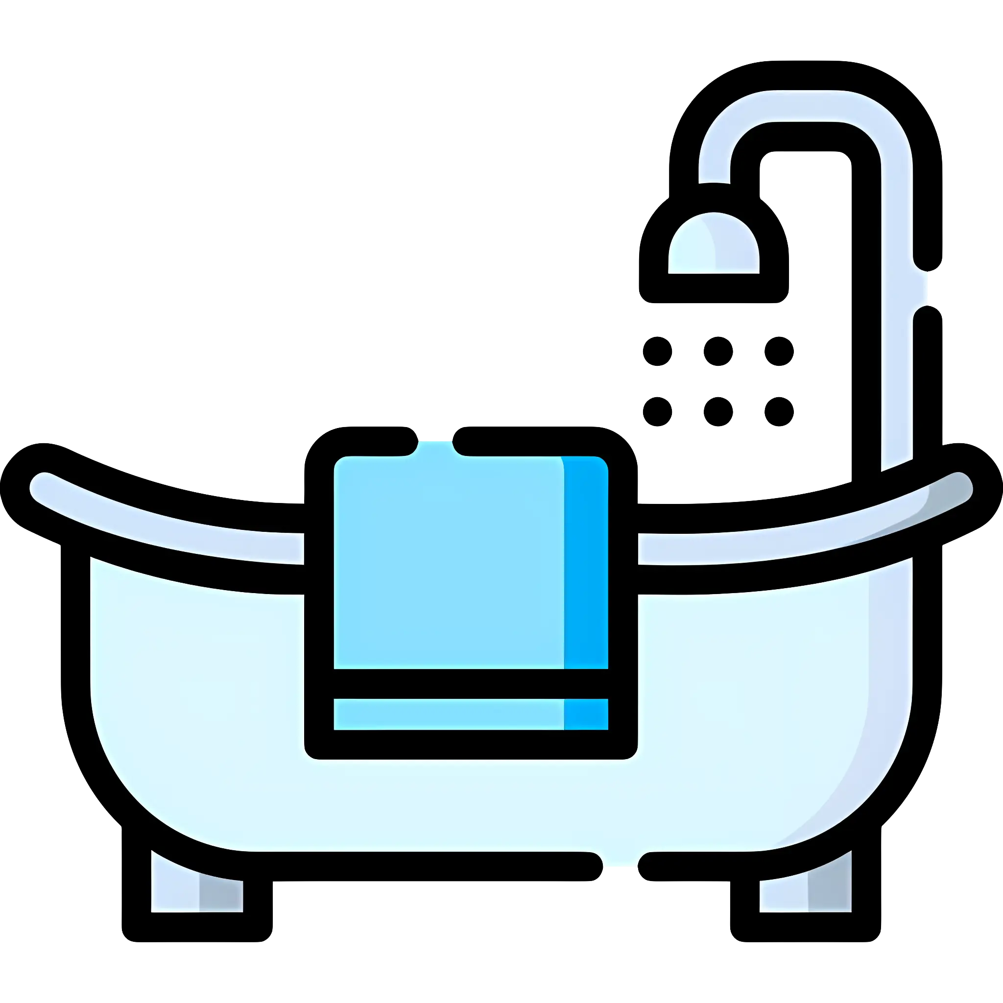 Bathtub with Towel and Shower