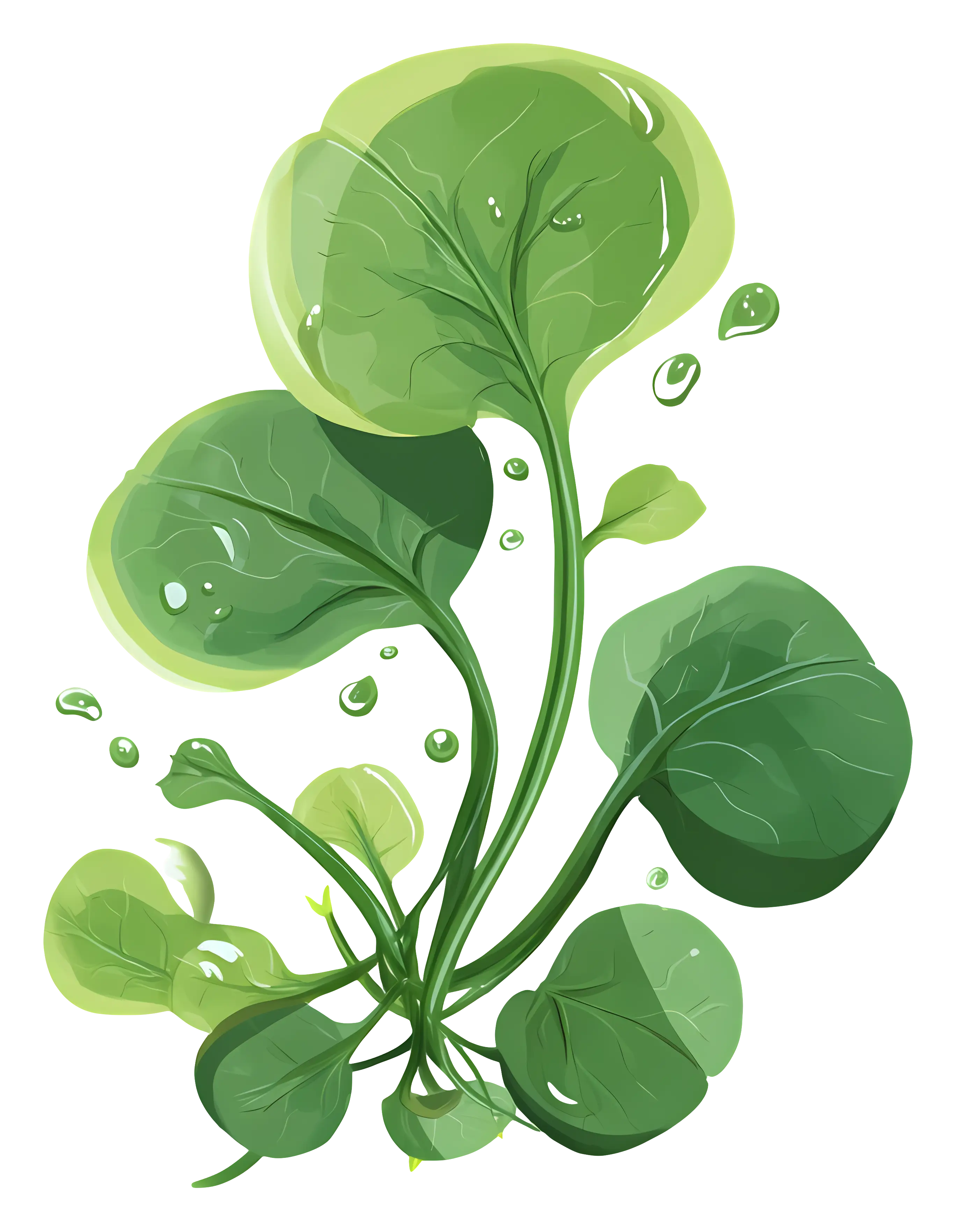Fresh Green Leaves with Dew