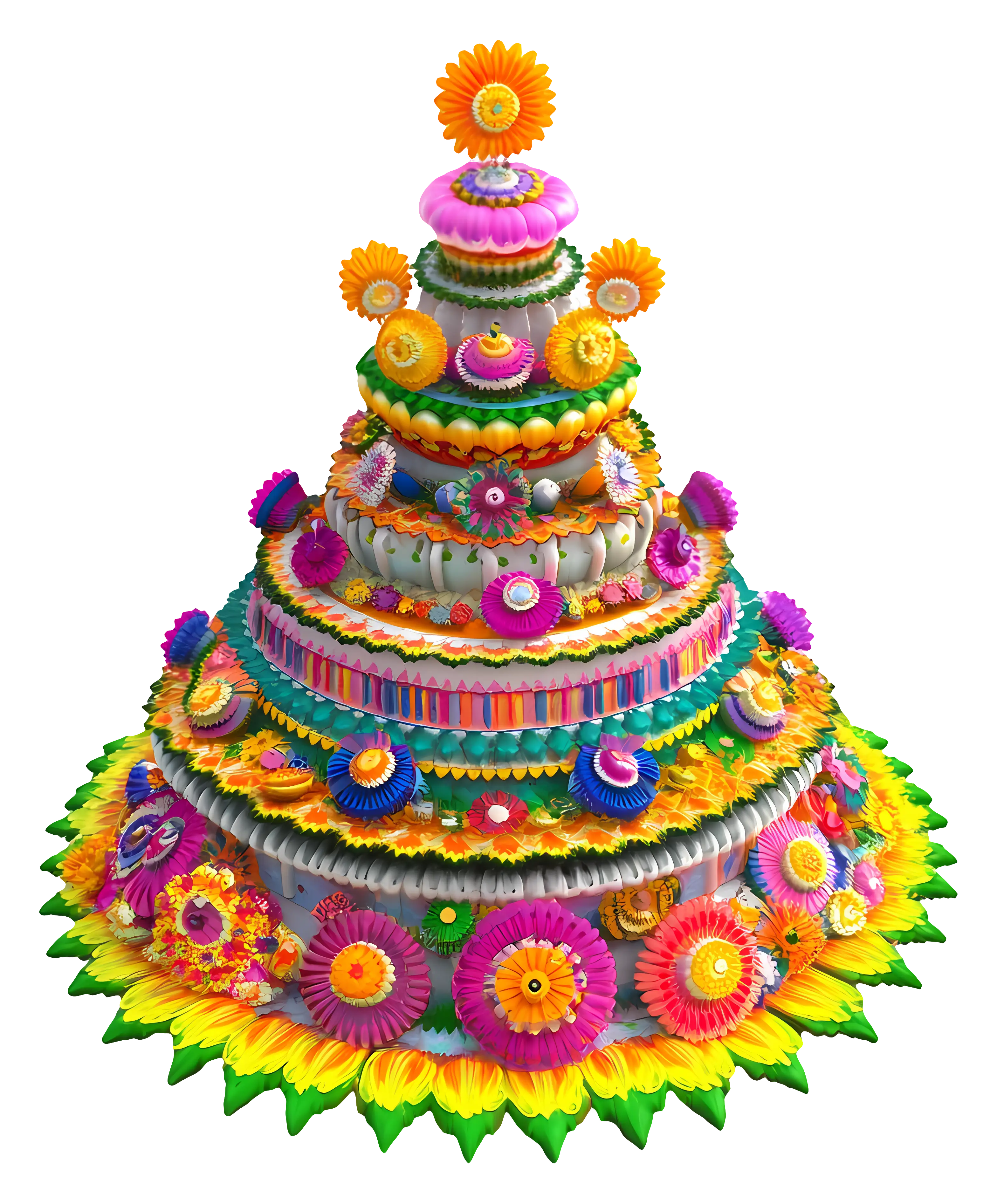 Colorful Tiered Cake with Flowers