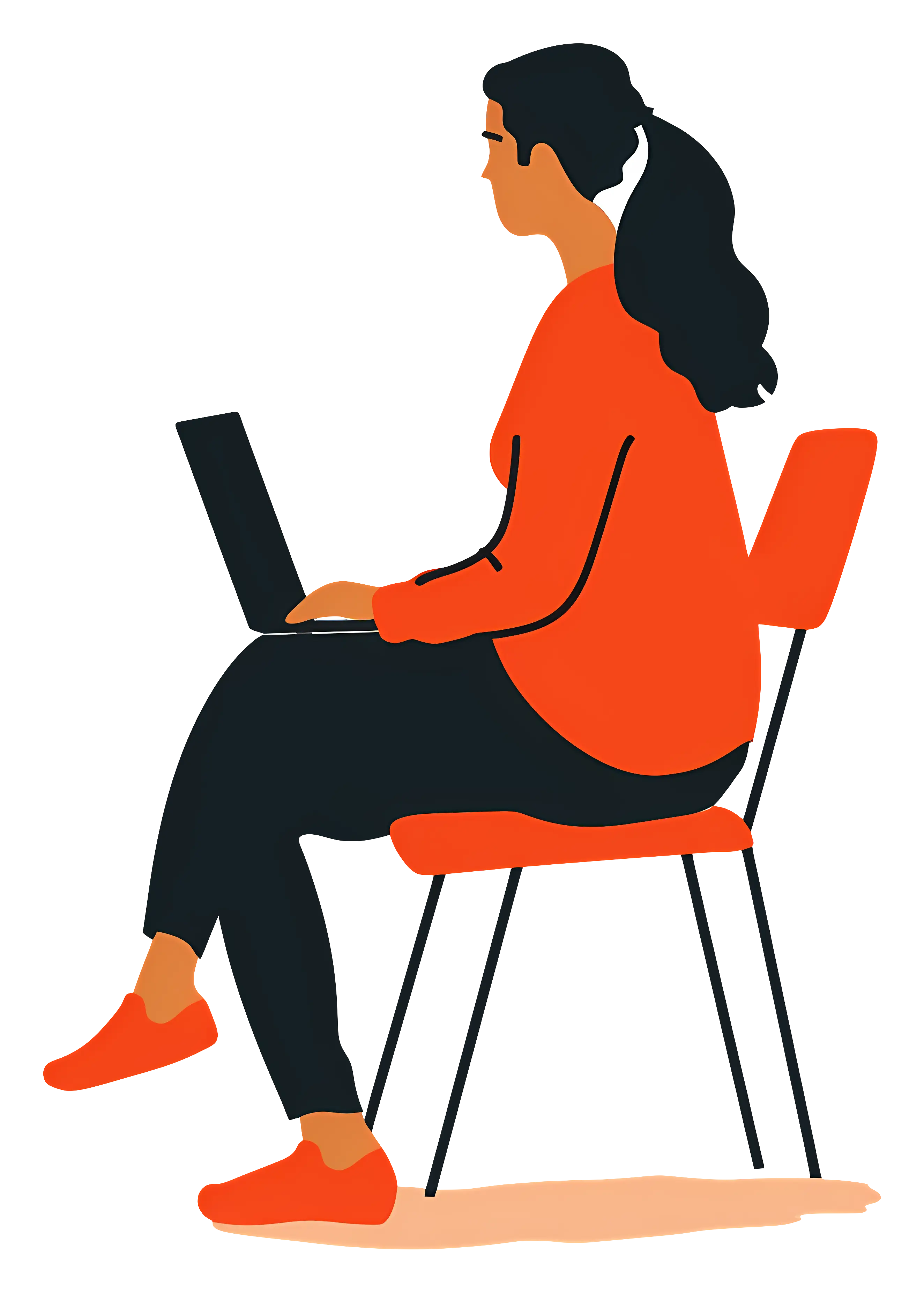 Woman Sitting and Using a Laptop
