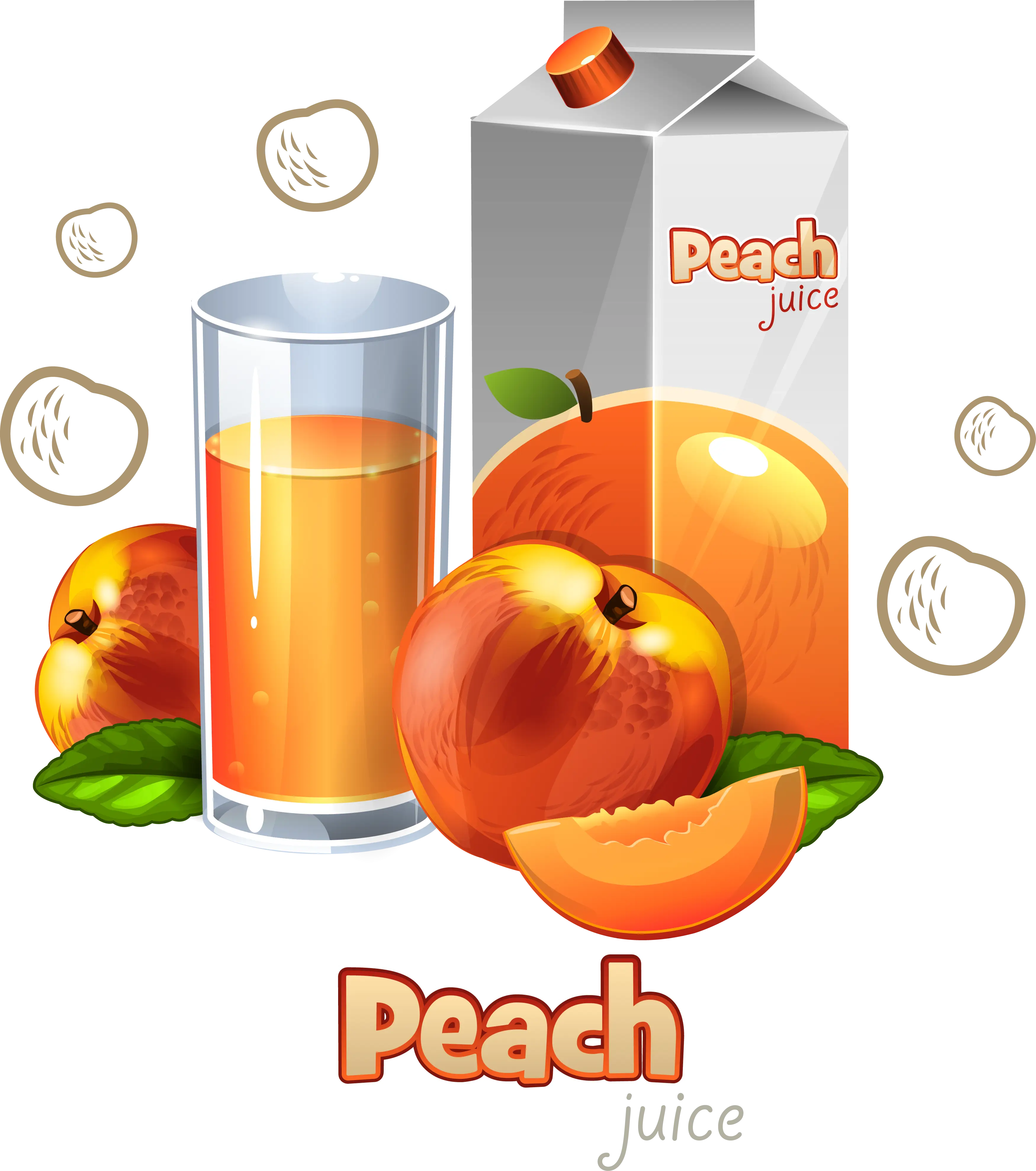 Peach Juice Glass with Fruity Design