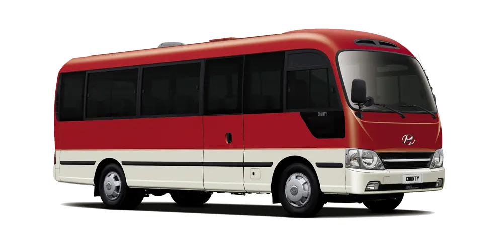 Small Red and White Minibus