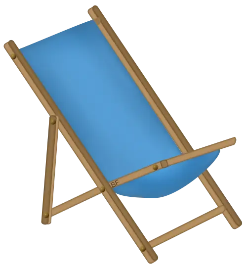 Wooden Beach Chair with Blue Fabric