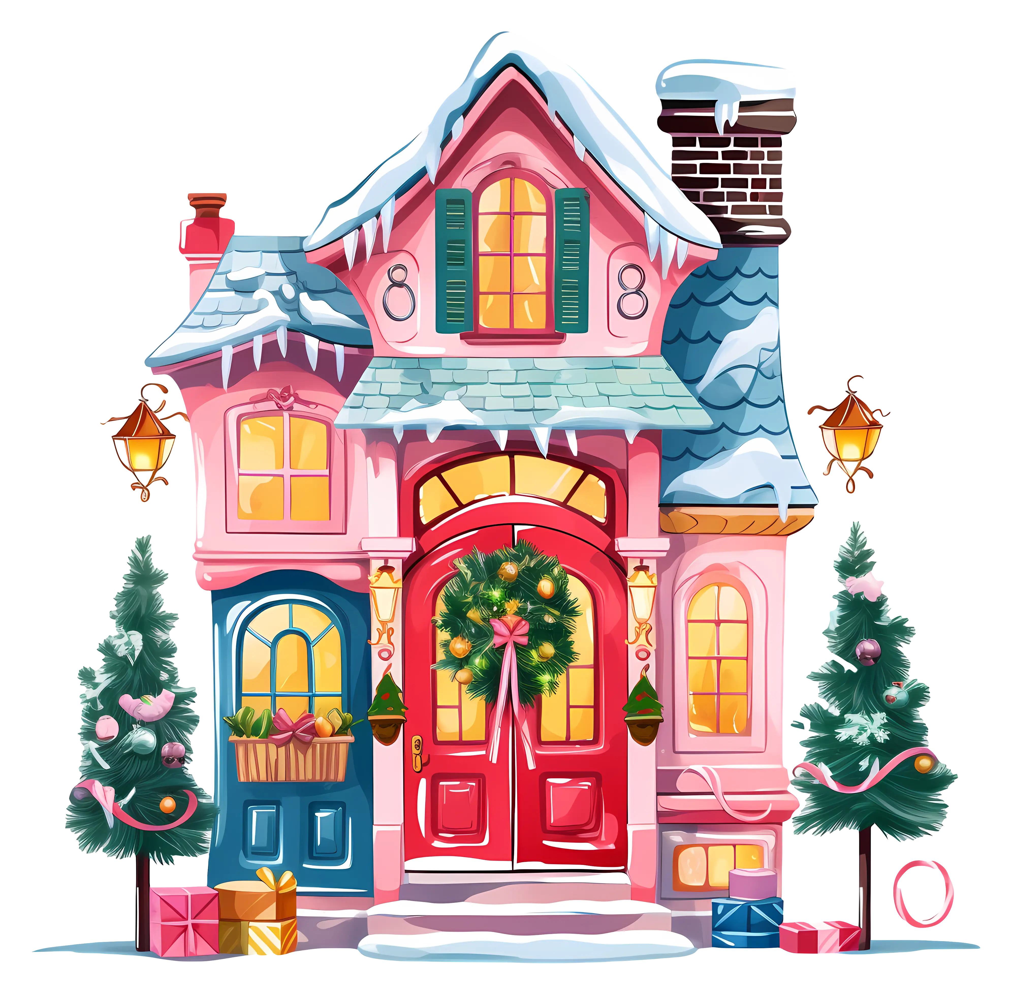 Beautiful Festive Decorated House for Christmas