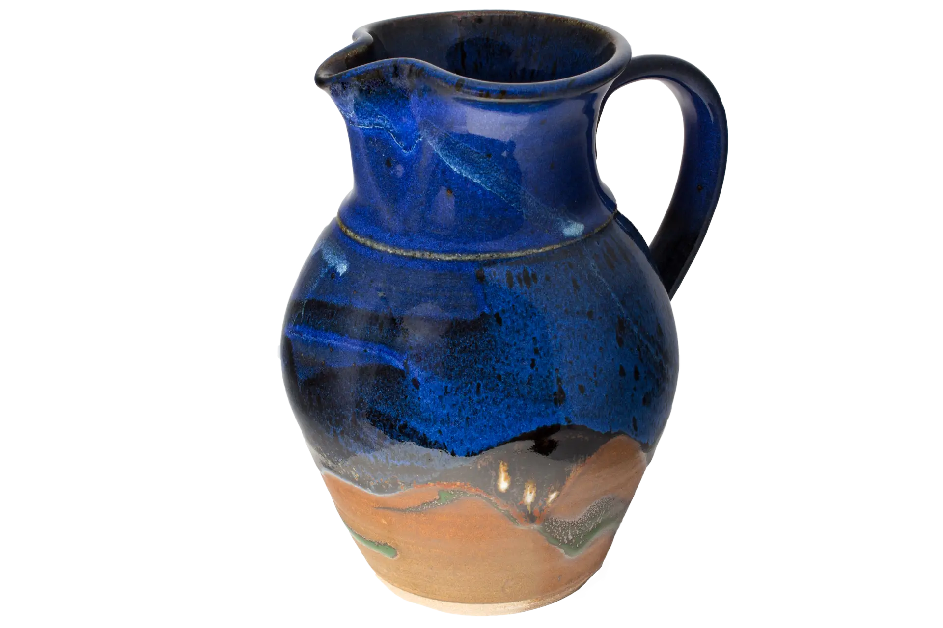 Blue Ceramic Pitcher with Artistic Design
