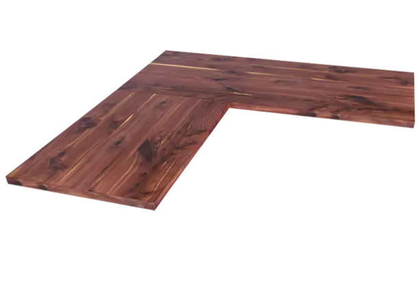 L-Shaped Wooden Table with Natural Finish