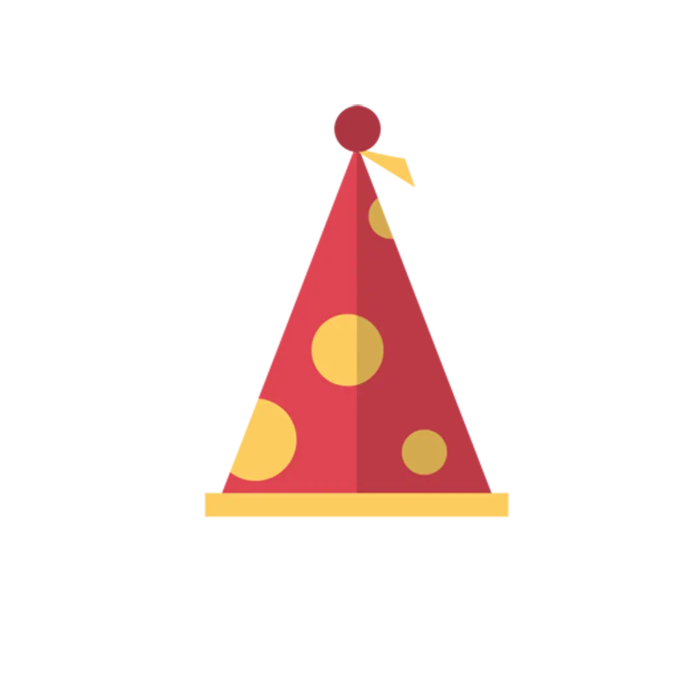 Red Party Hat with Yellow Polka Dots