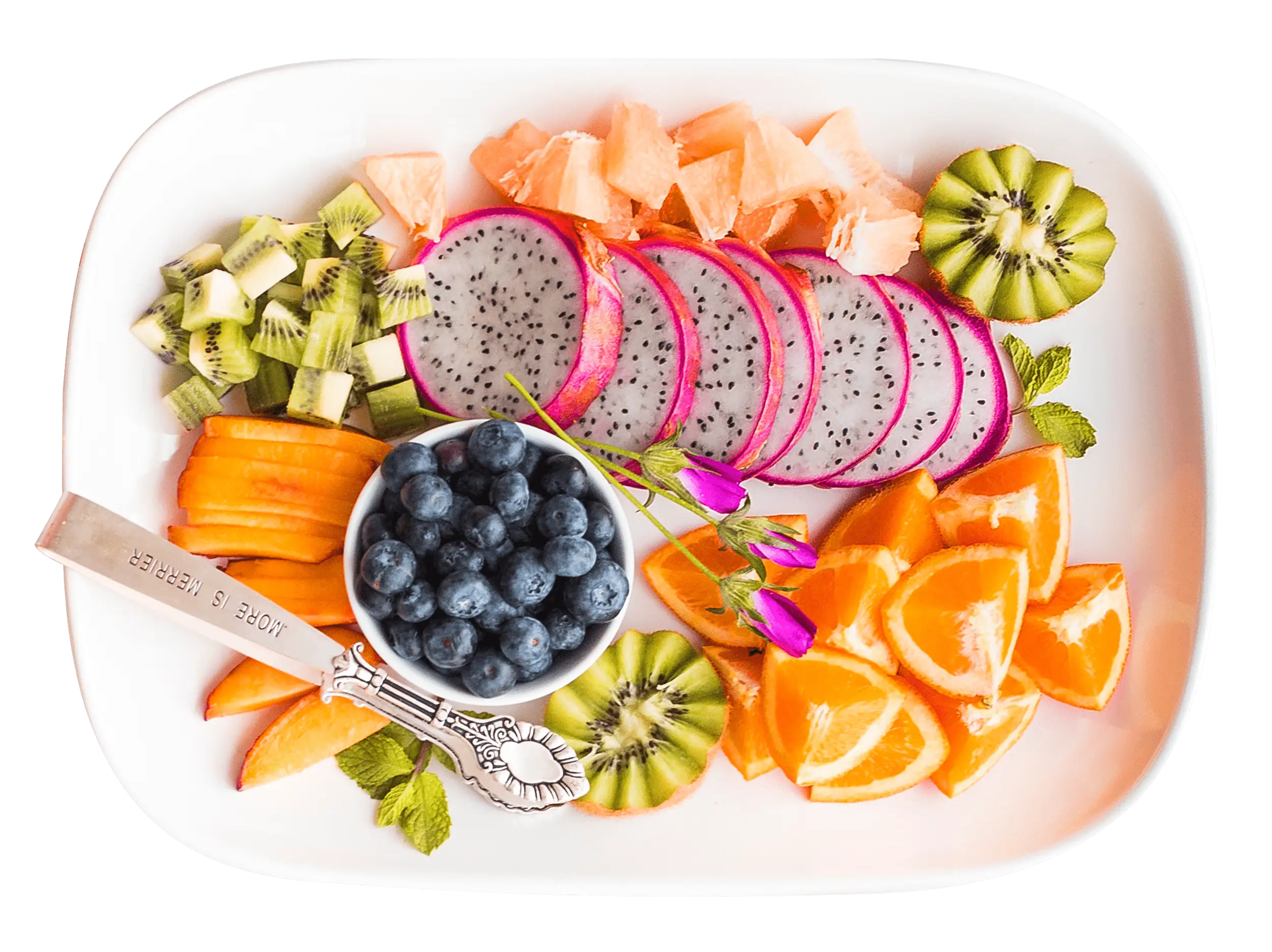 Plate with Fresh and Colorful Fruits