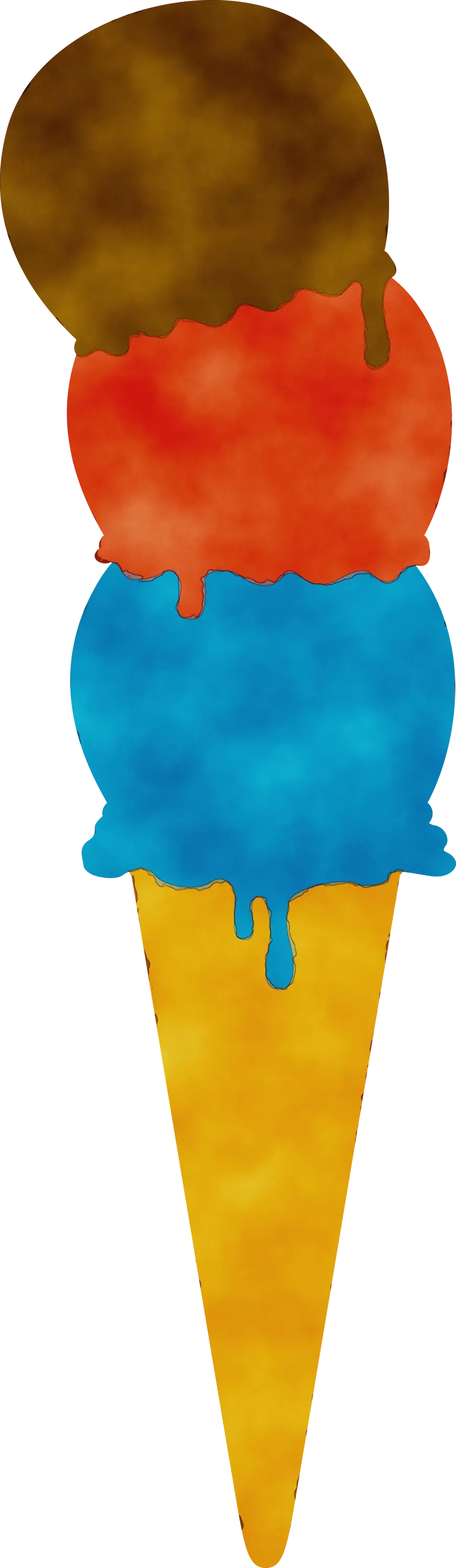 Triple Scoop Colorful Ice Cream Cone