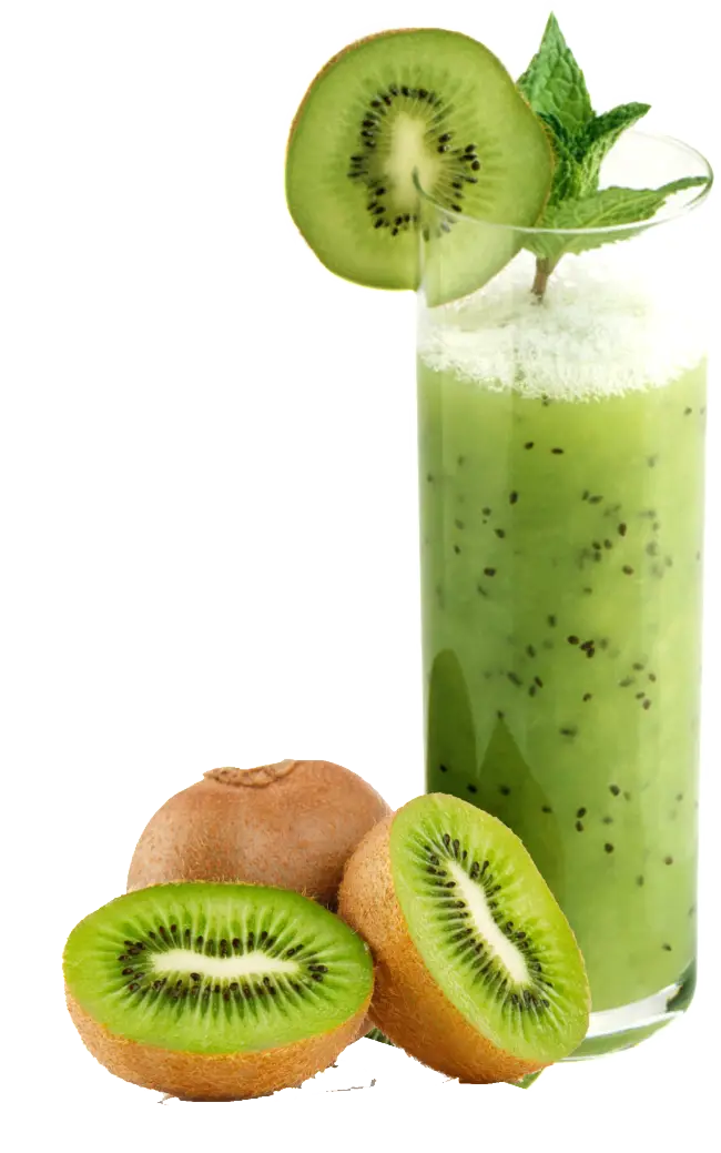 Kiwi Smoothie and Fresh Fruit Slices