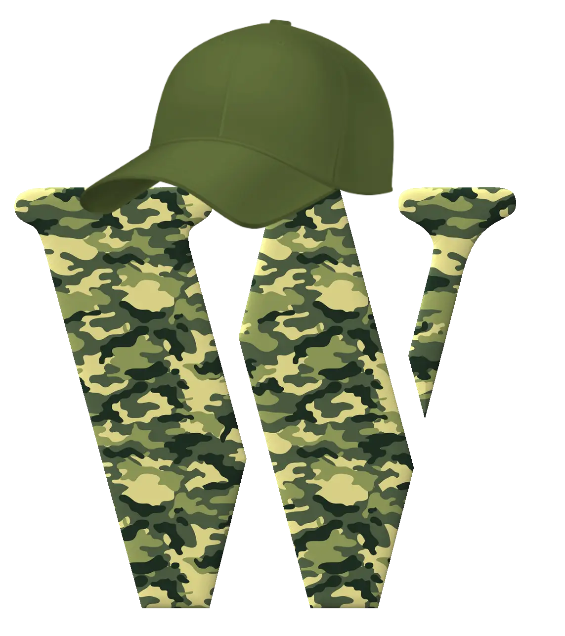 Camouflage Letter W with Cap