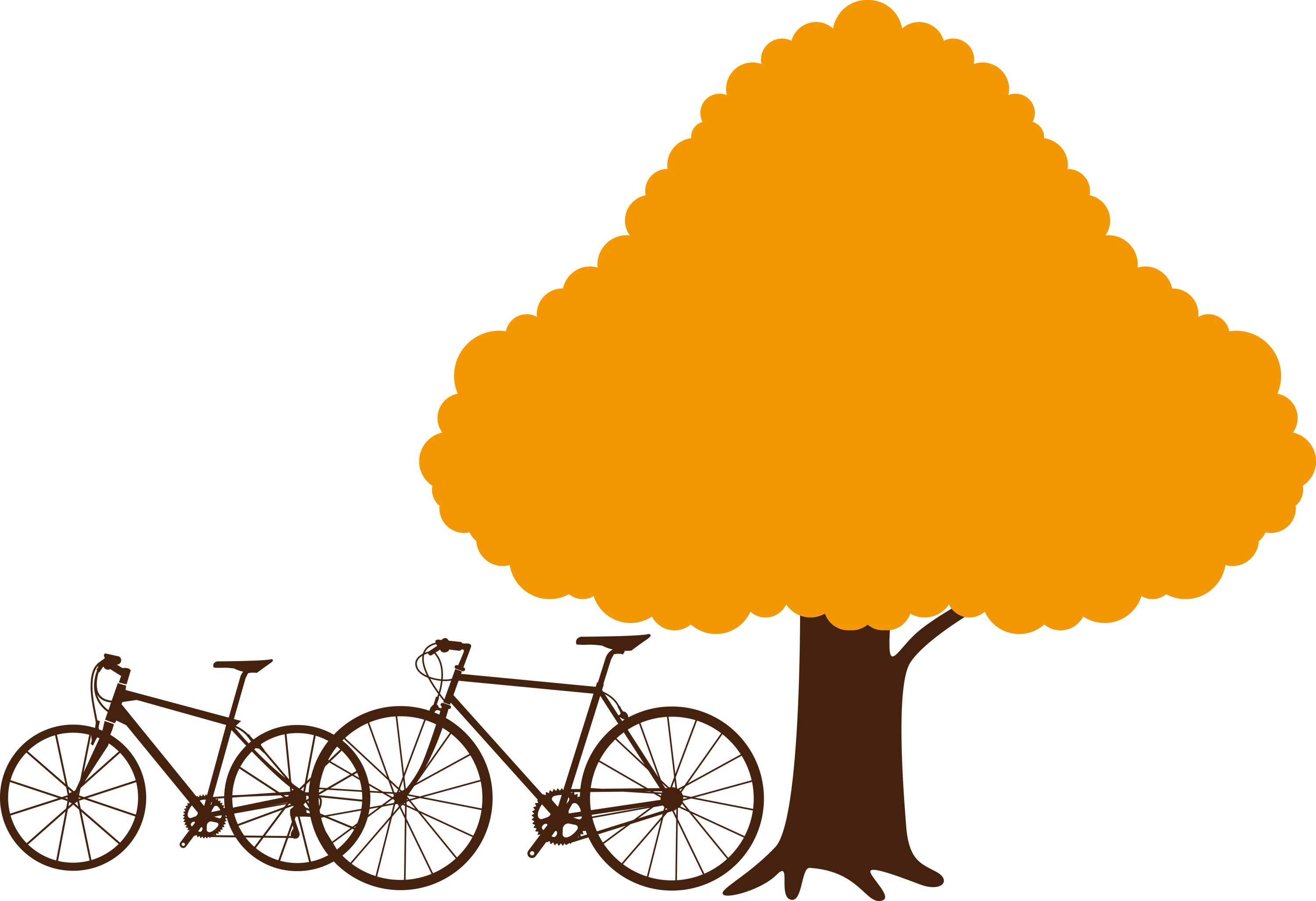 Orange Tree and Bicycles Illustration