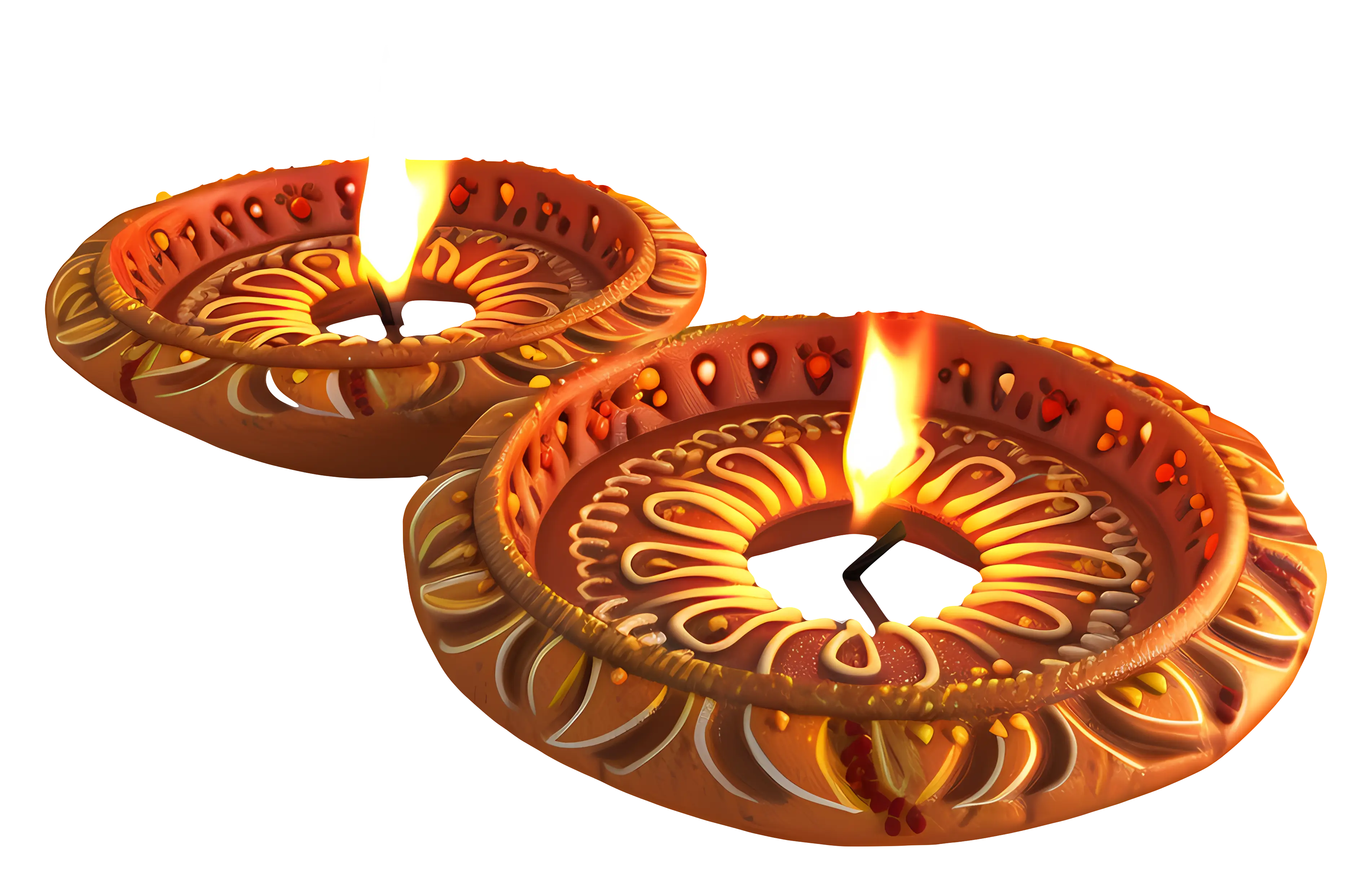 Traditional Clay Oil Lamps with Flame