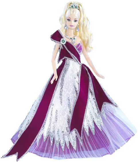 Elegant Blonde Doll in Purple Dress