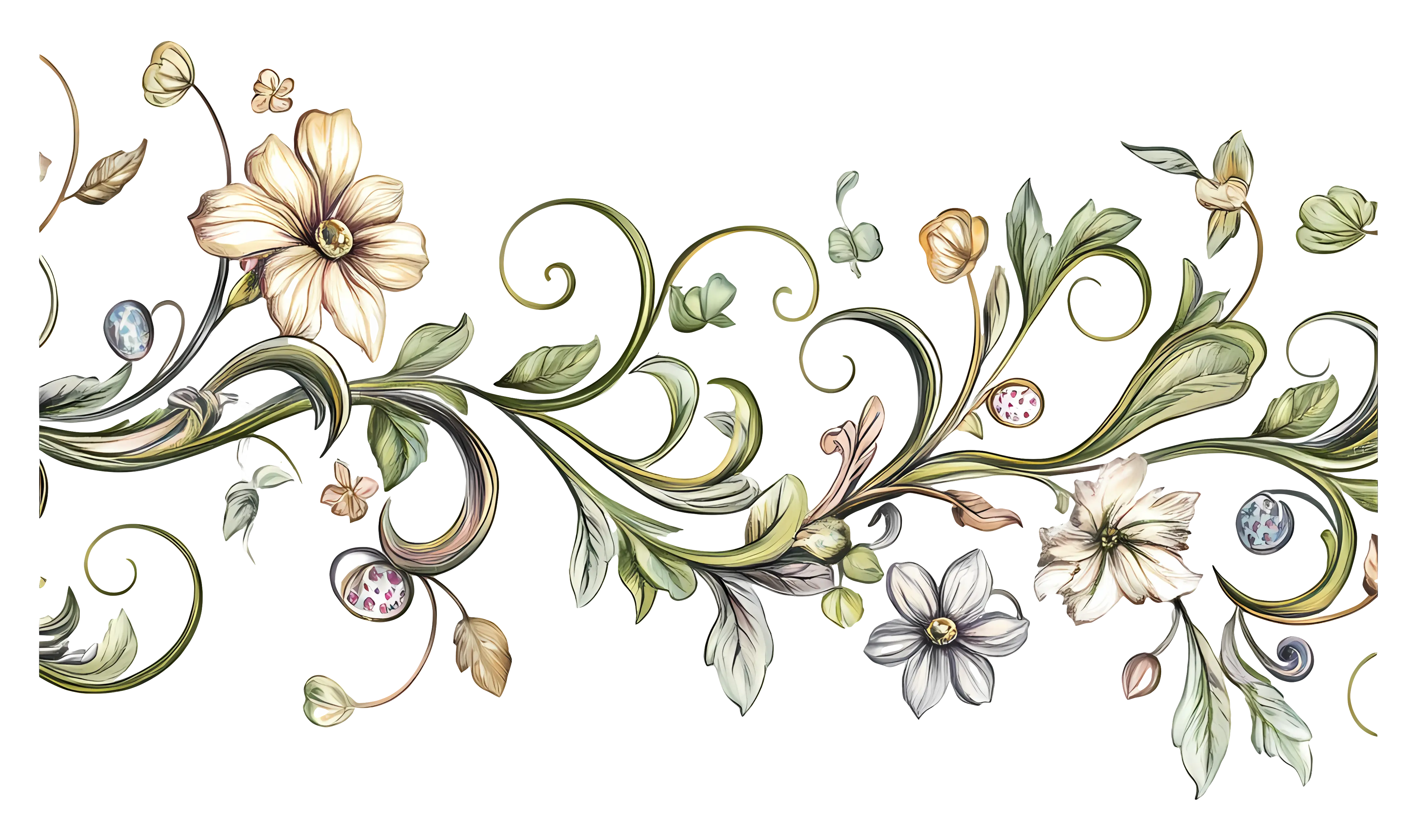 Floral Design with Flowers and Leaves