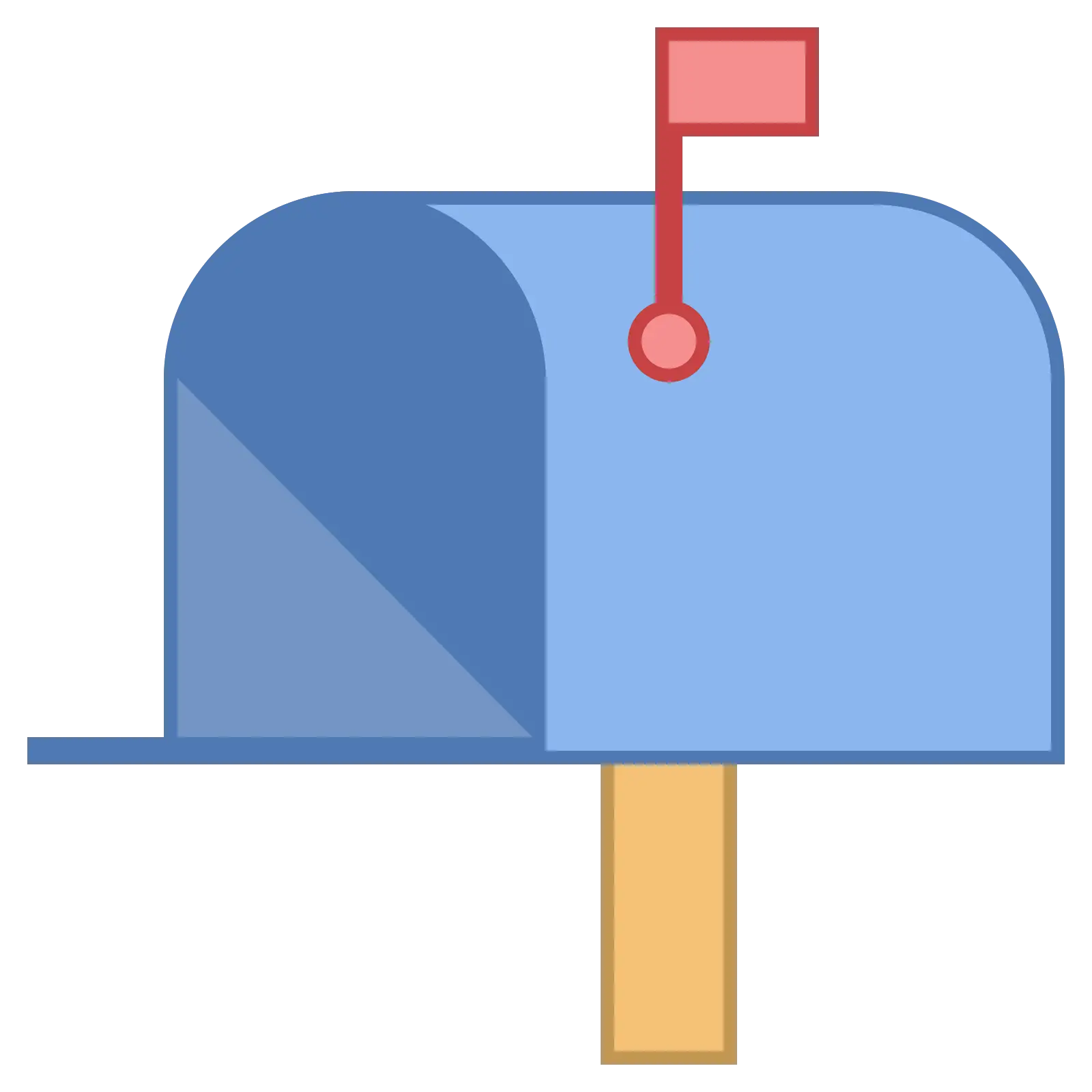 Blue Mailbox Icon with Red Flag