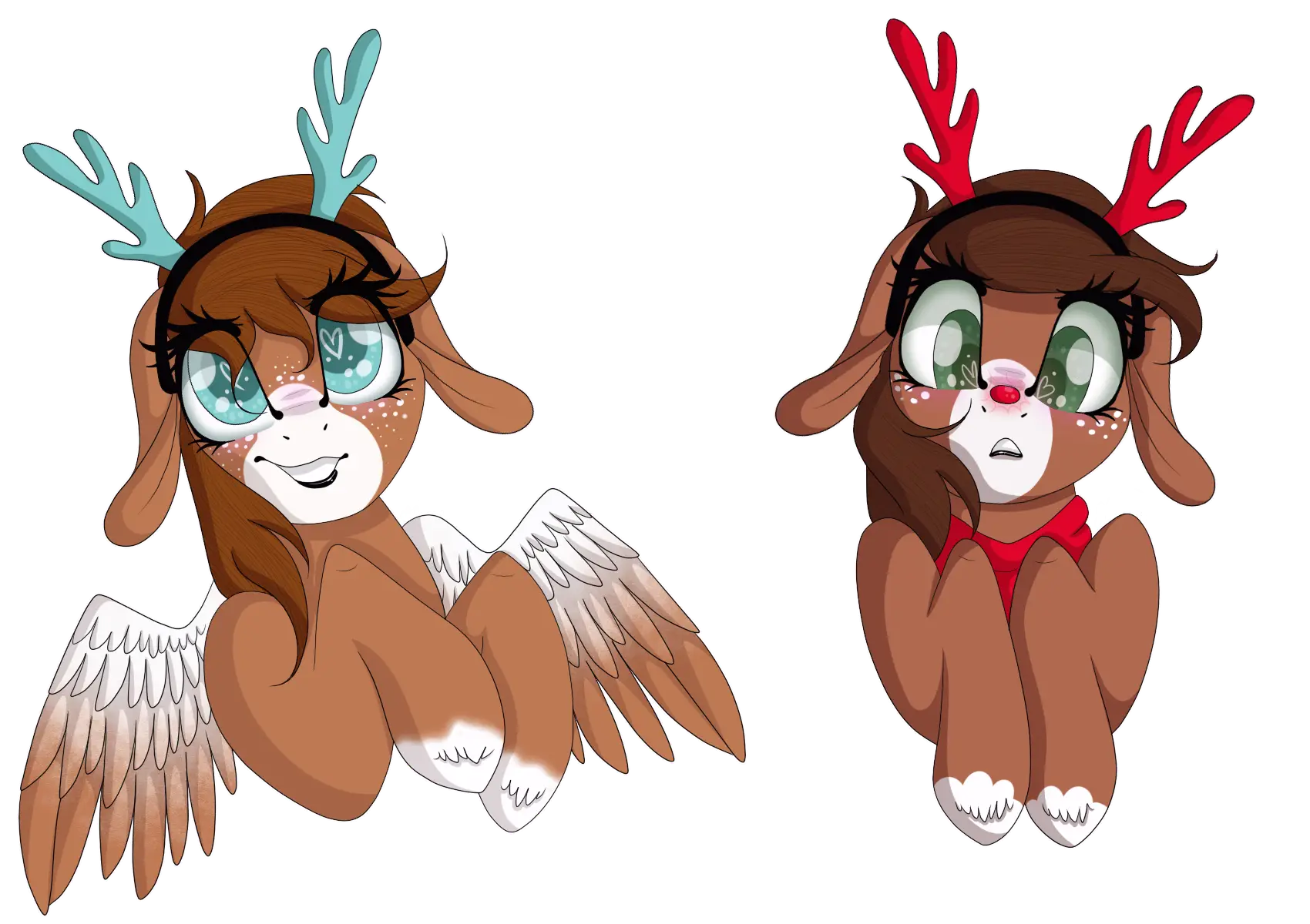 Cute Cartoon Reindeer with Antlers and Wings