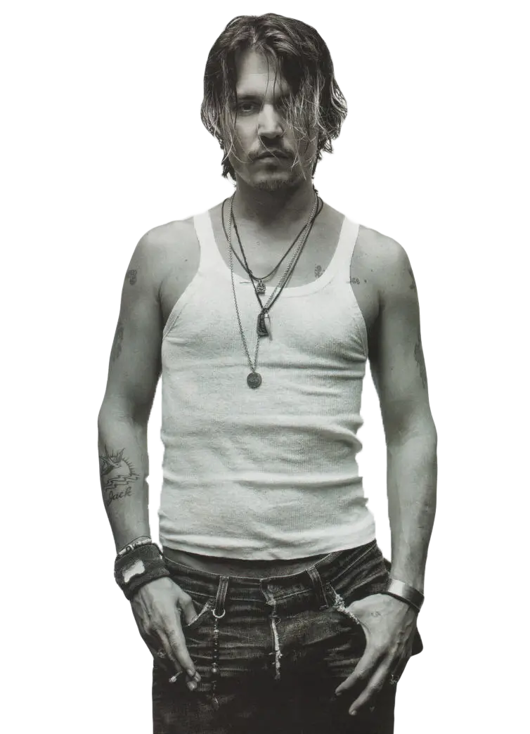 Man in White Tank Top with Tattoos and Necklaces