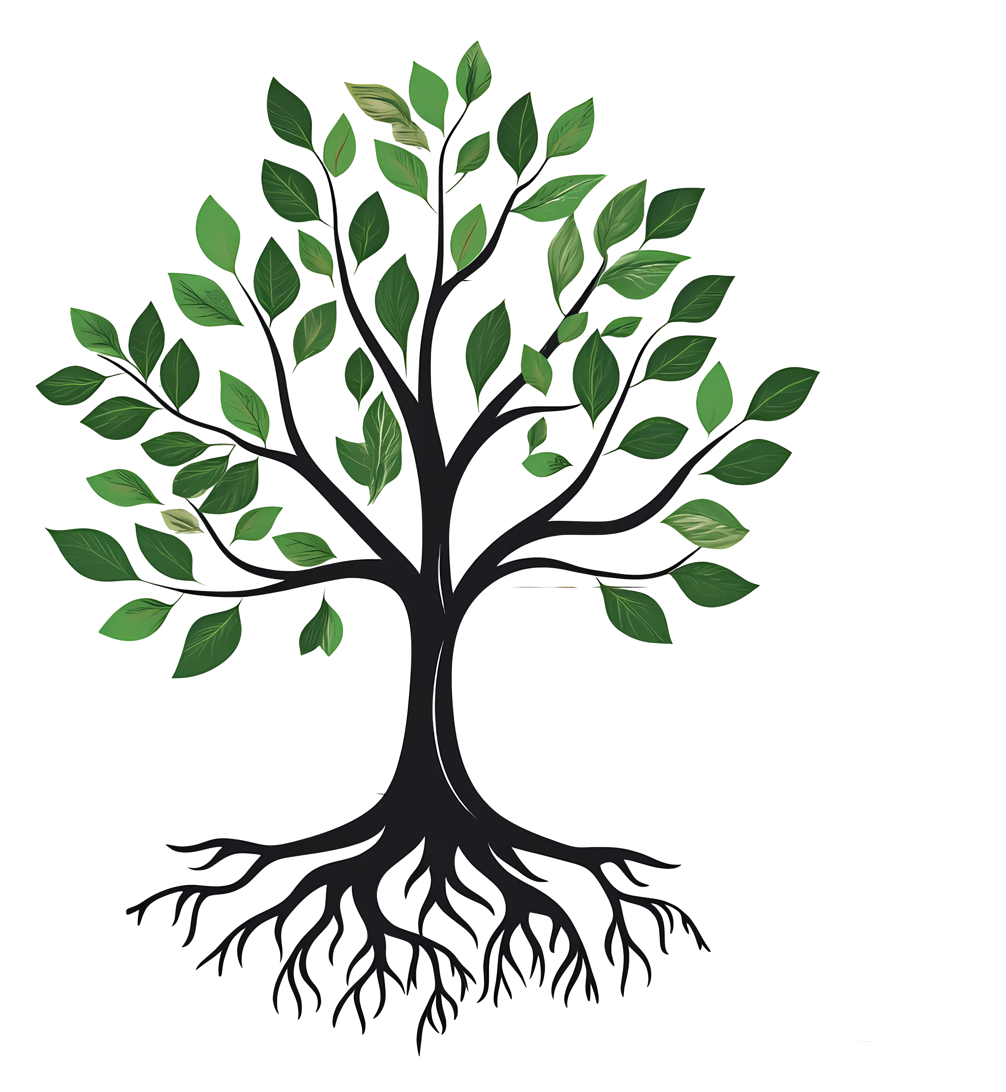Tree with Roots and Leaves