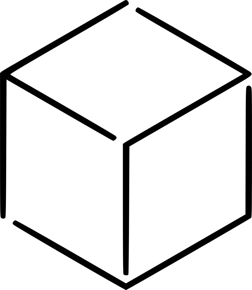 Black Outline of a Geometric Cube Shape